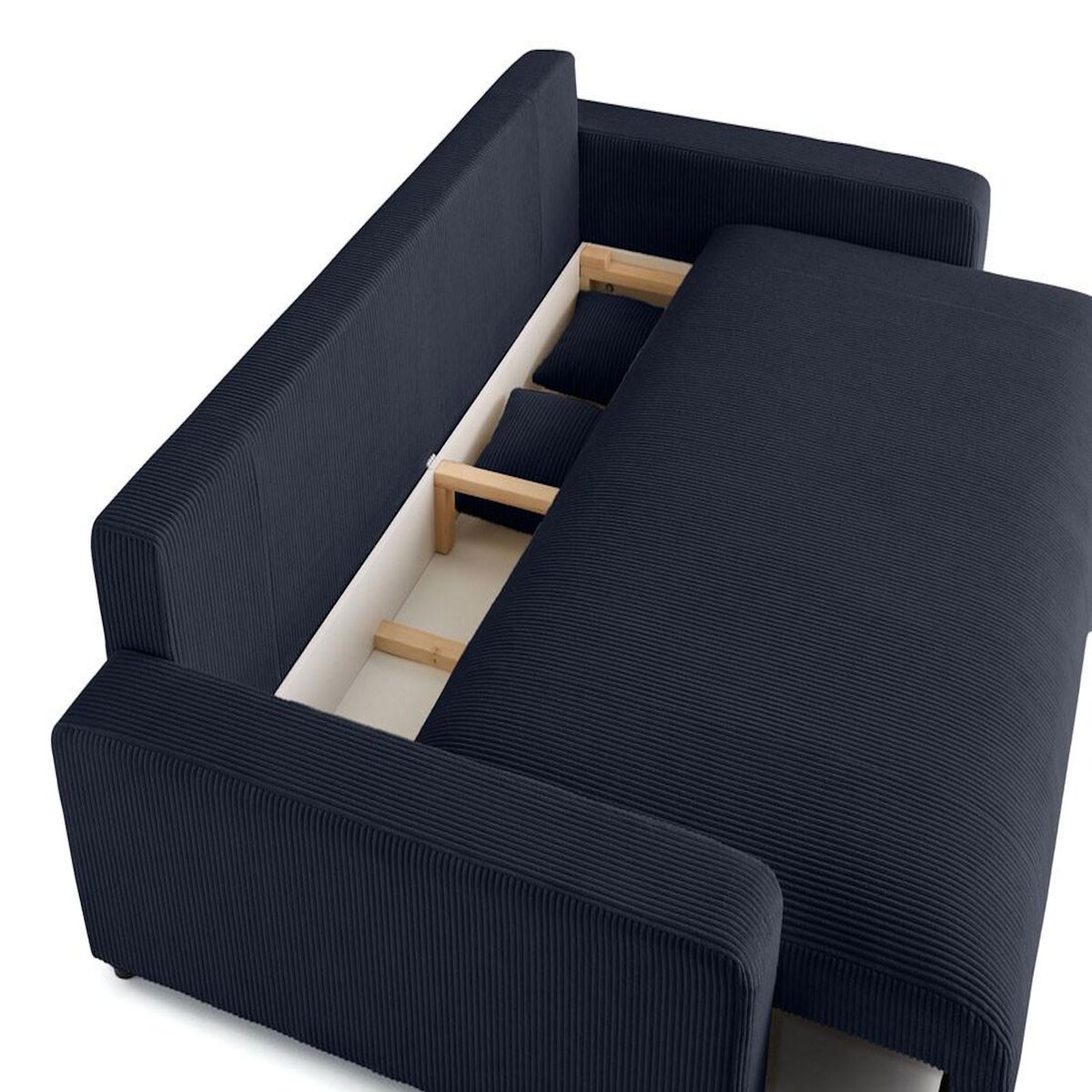 LISA DESIGN Pivoine - canapé droit 3 places - convertible avec coffre - en velours côtelé