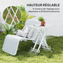 Voir la diapositive 6 : OUTSUNNY Table d'appoint pliable de jardin hauteur réglable 6 niveaux HDPE métal blanc