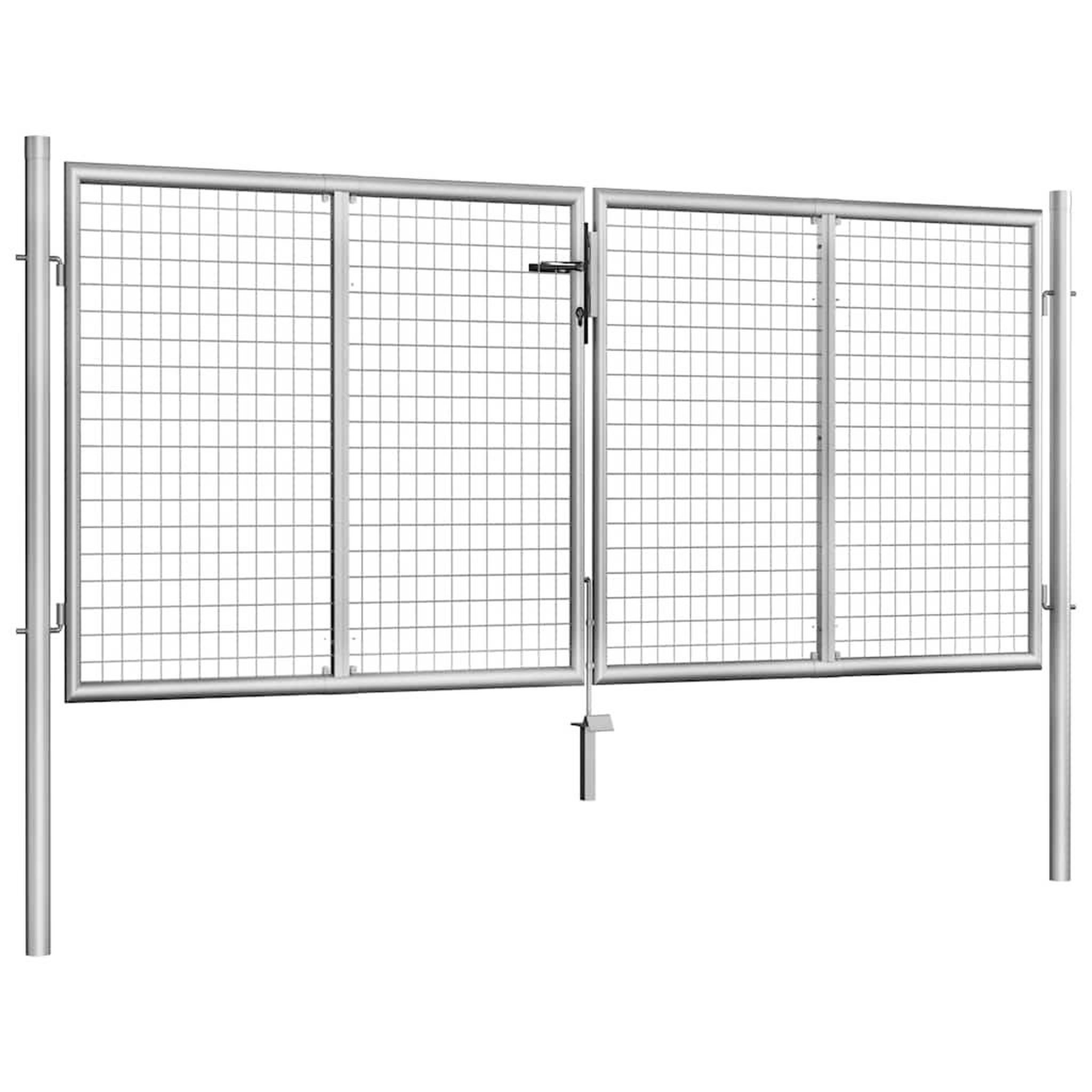 Voir la diapositive 2 : VIDAXL Portail de jardin en acier galvanise 300 x 100 cm argente