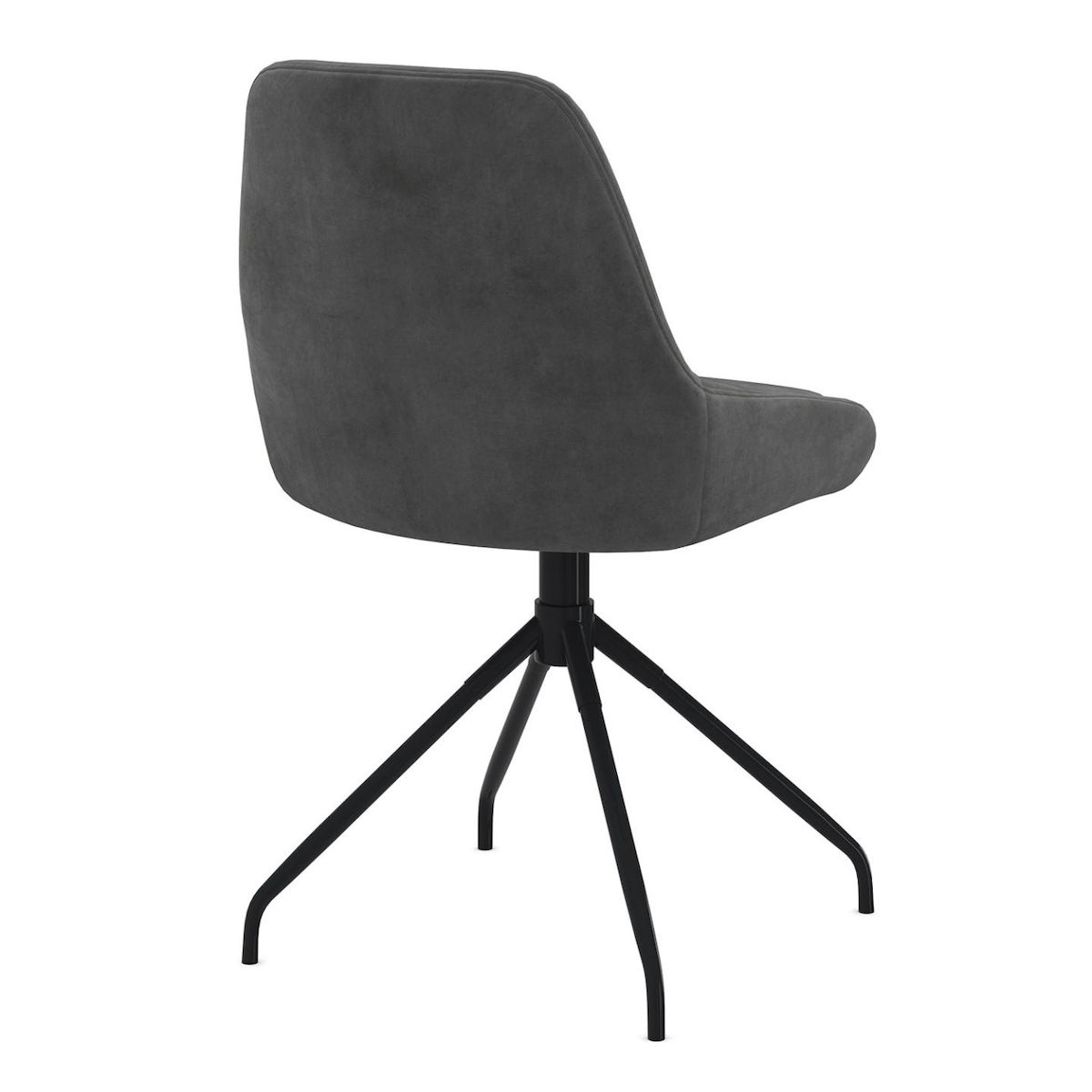 ID MARKET Lot de 4 chaises pivotantes THALYA en velours gris foncé avec accoudoirs