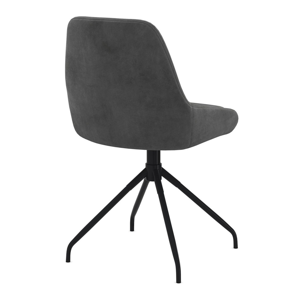 ID MARKET Lot de 4 chaises pivotantes THALYA en velours gris foncé avec accoudoirs