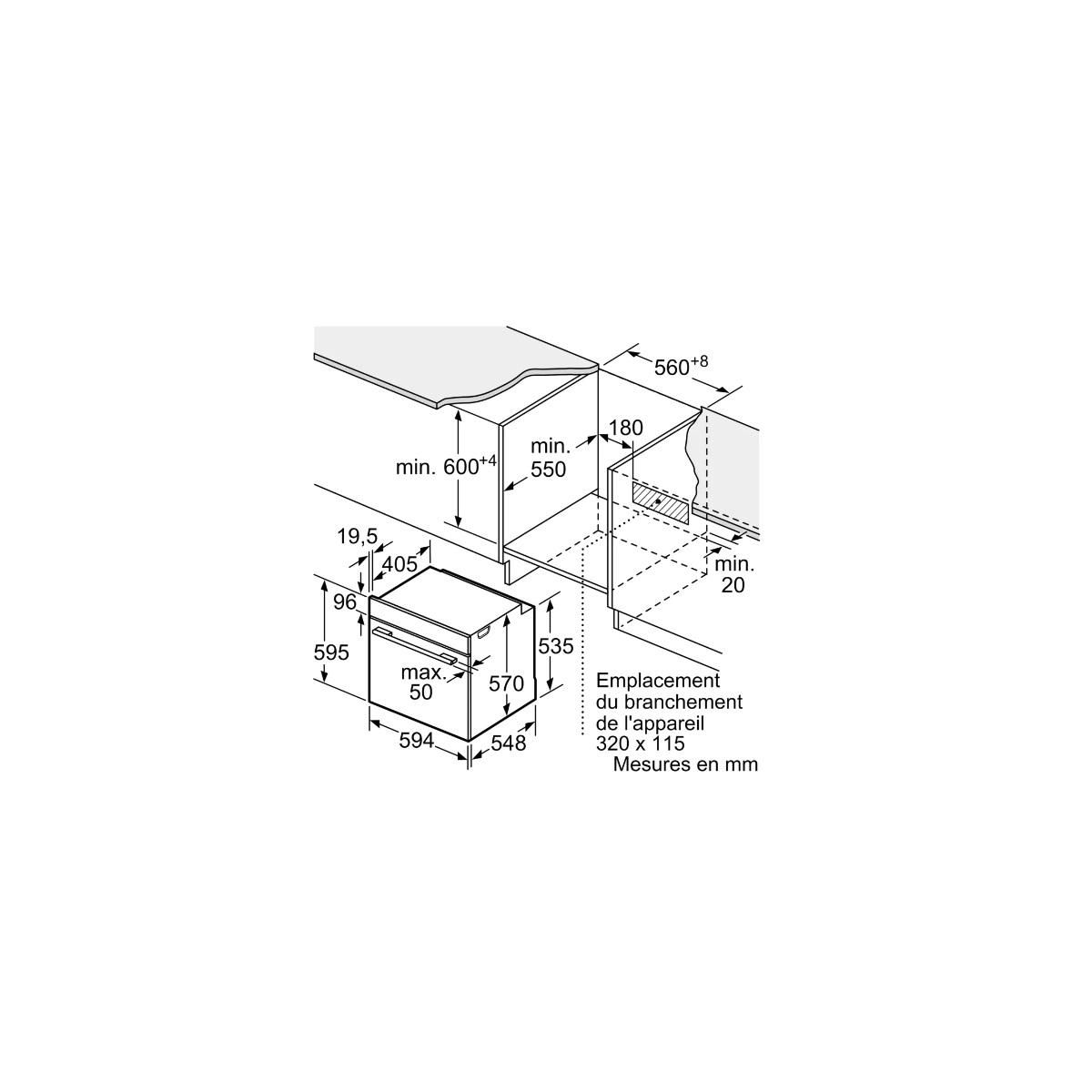 BOSCH Four intégrable multifonction 71l 60cm hydrolyse - HQA534BB3F