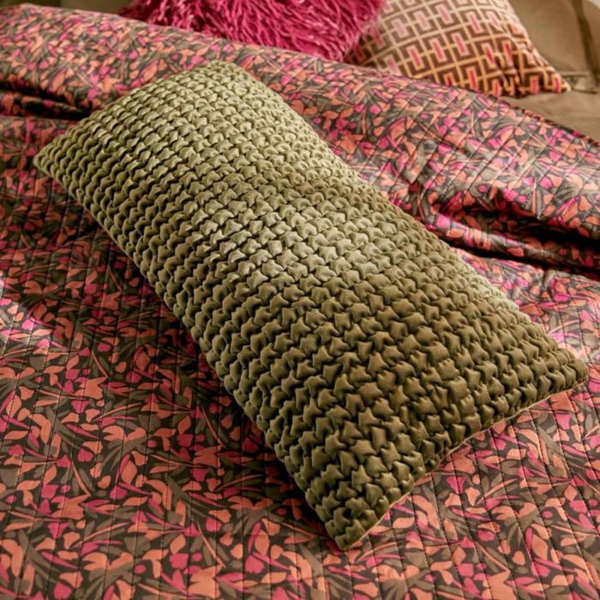 ATMOSPHERA Coussin Déco en Velours 3D  Belli  35x75cm Vert Kaki