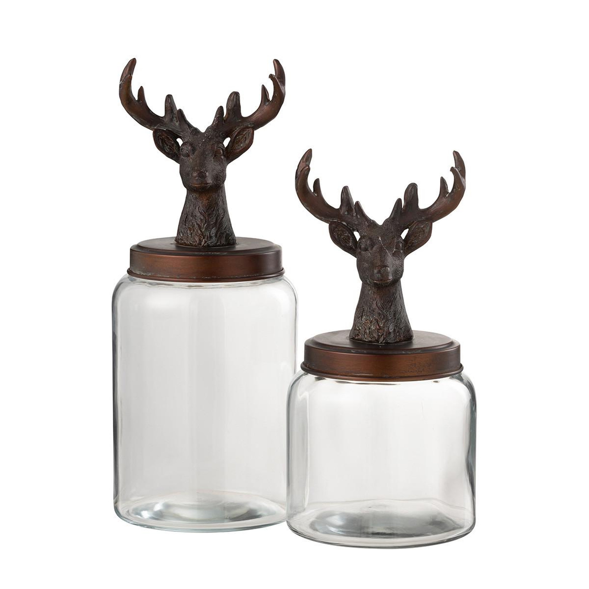 Voir la diapositive 3 : J-LINE Bocal en verre  cerf  39cm transparent