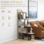 Voir la diapositive 5 : HOMCOM Étagère bibliothèque séparateur de pièce style industriel en escalier 5 étagères acier noir panneaux aspect bois chêne clair