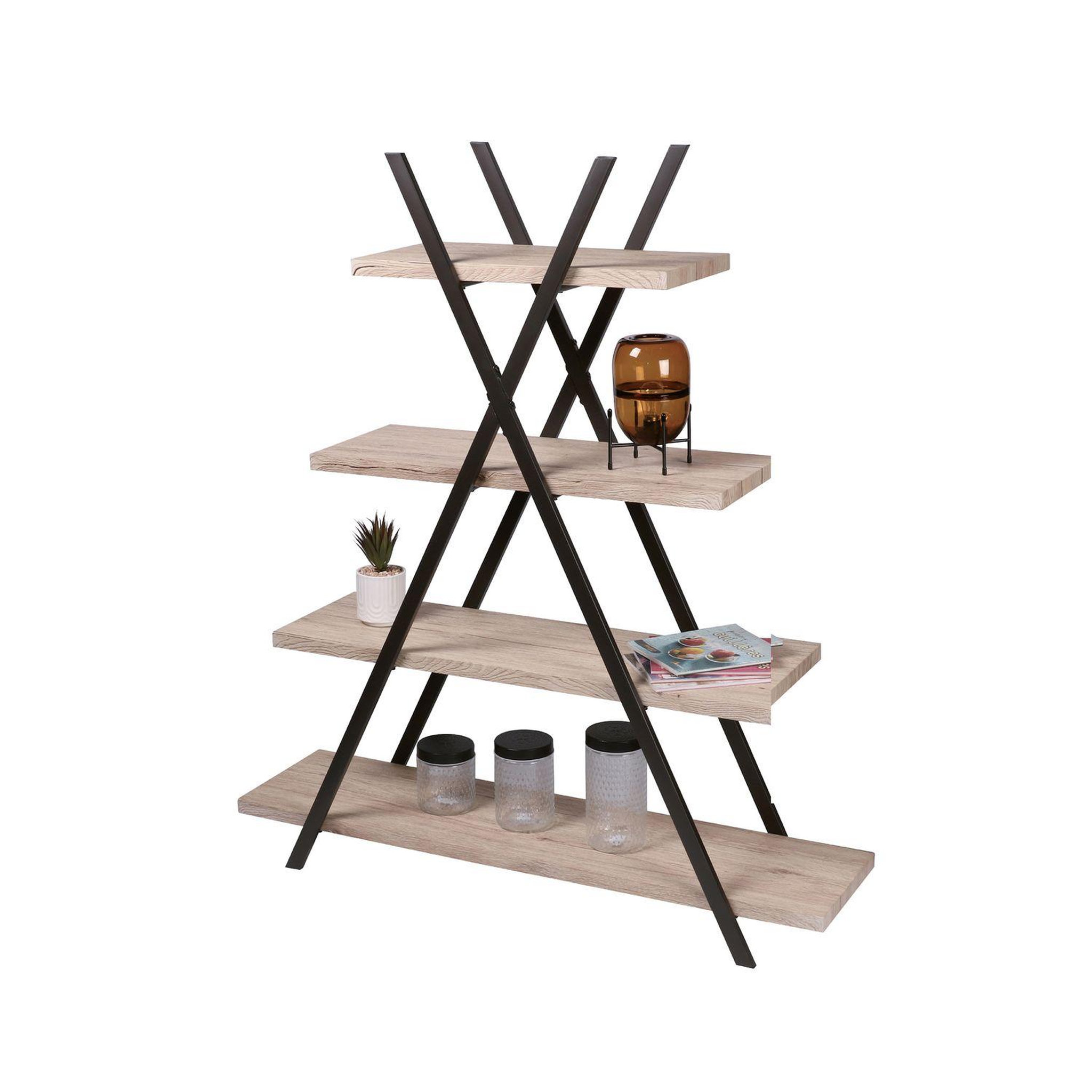 Voir la diapositive 2 : DIVERS Etagère pyramide 4 niveaux design industriel DOCK - L. 120 x H. 138 cm - Noir