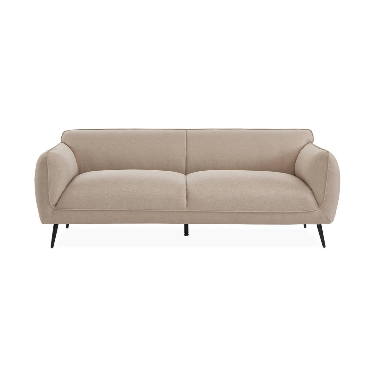 SWEEEK Canapé 3 places tissu beige et pieds métal noir