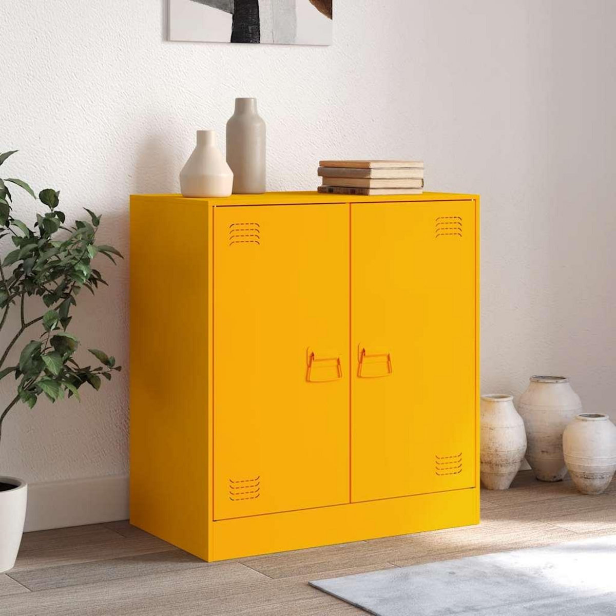 VIDAXL Buffet jaune moutarde 67x39x73 cm acier