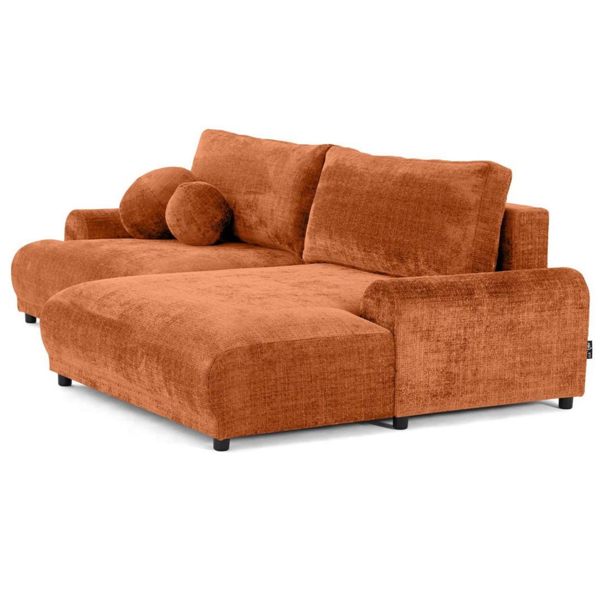 LISA DESIGN Nelly - canapé d'angle droit 4 places convertible avec coffre en velours texturé