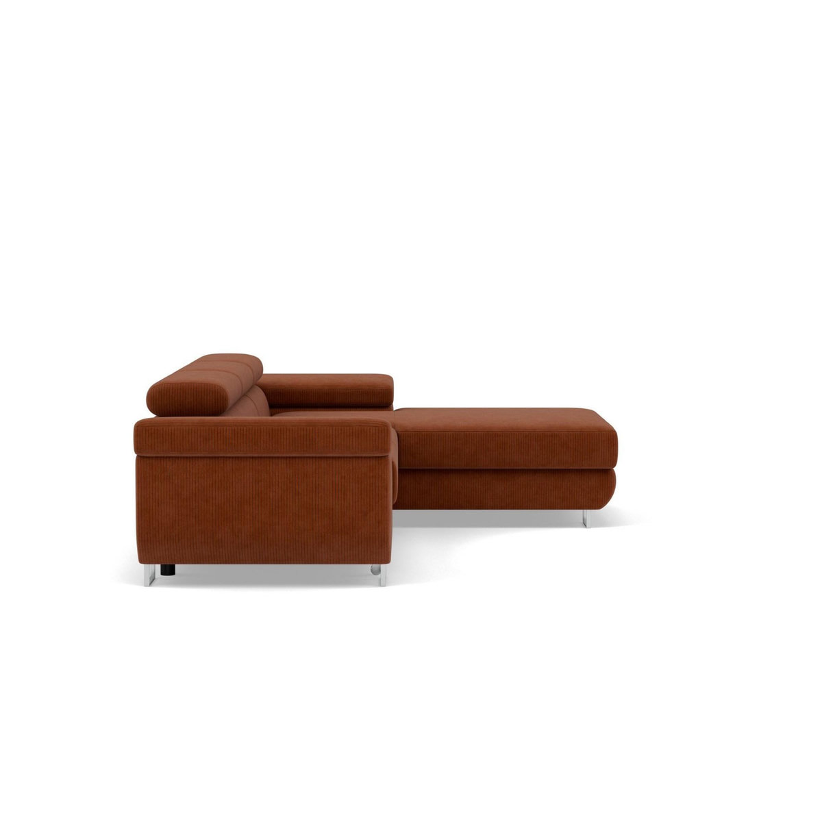 BEST MOBILIER Pablo - canapé d'angle droit - 6 places - convertible avec coffre et têtières réglables - en velours côtelé