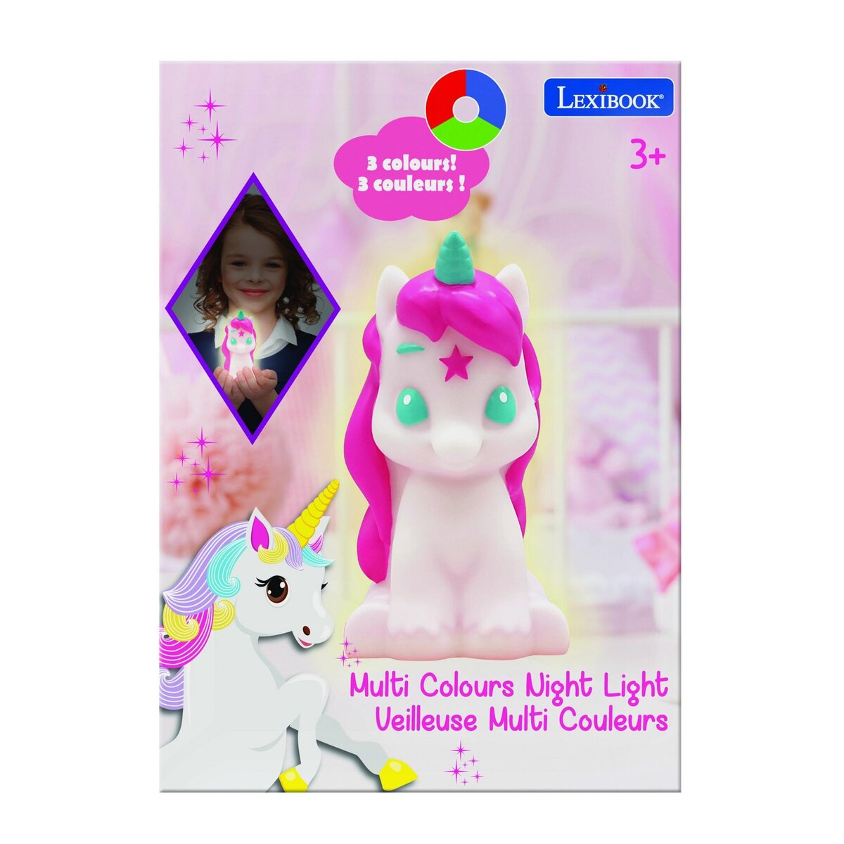 Lexibook Veilleuse Licorne en 3D avec variation de couleurs