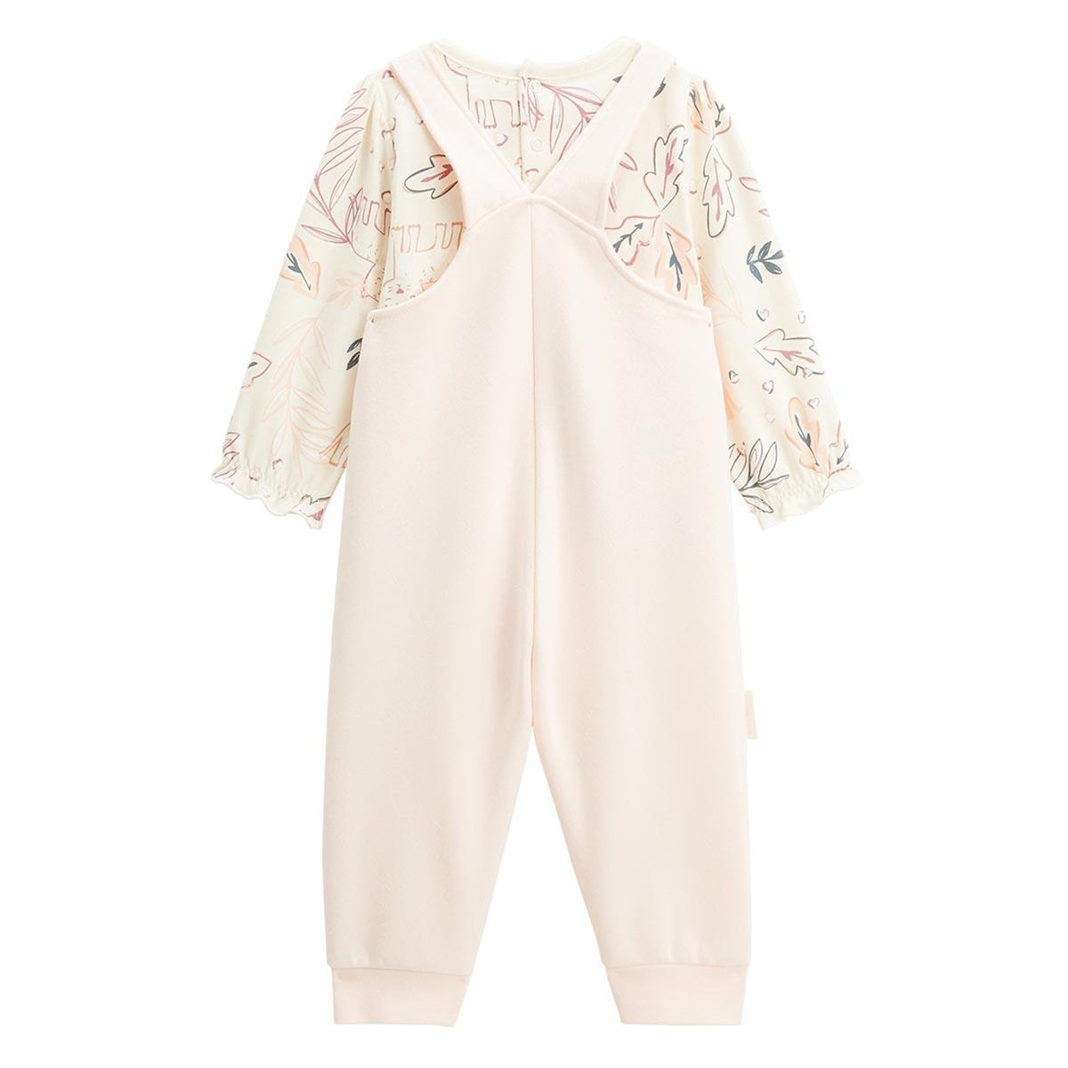 Petit Béguin Ensemble salopette bébé en molleton et t-shirt Matcha