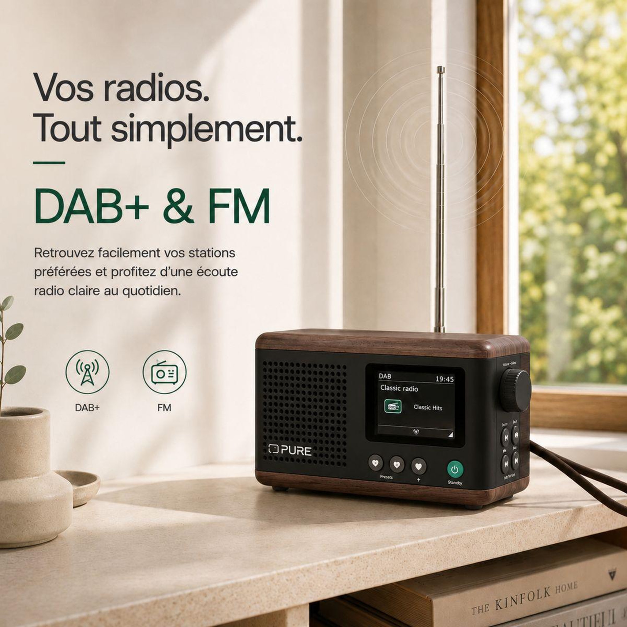 Voir la diapositive 4 : PURE Radio DAB Classic Mini Coffee Black/Walnt