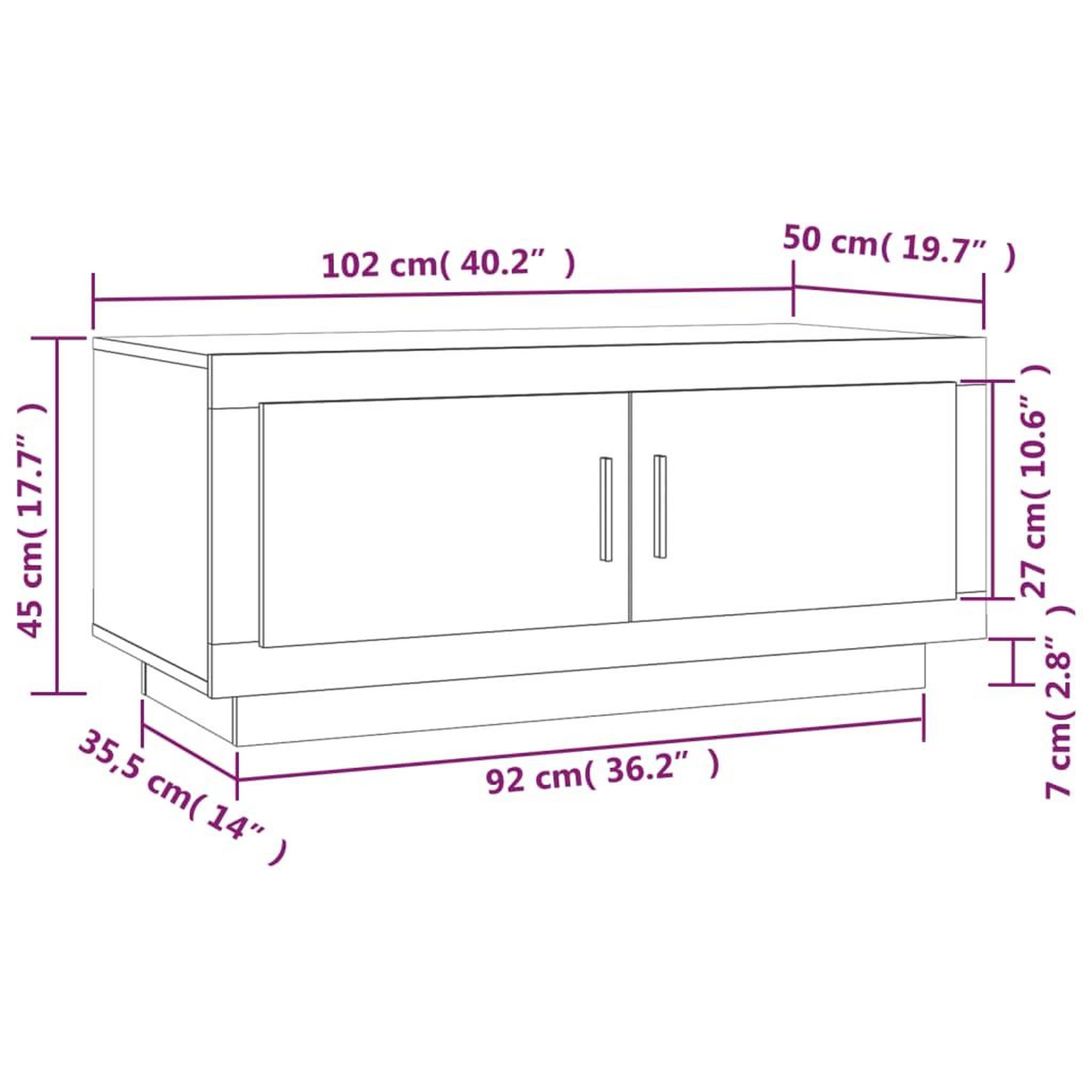 Voir la diapositive 6 : VIDAXL Table basse Chene marron 102x50x45 cm Bois d'ingenierie