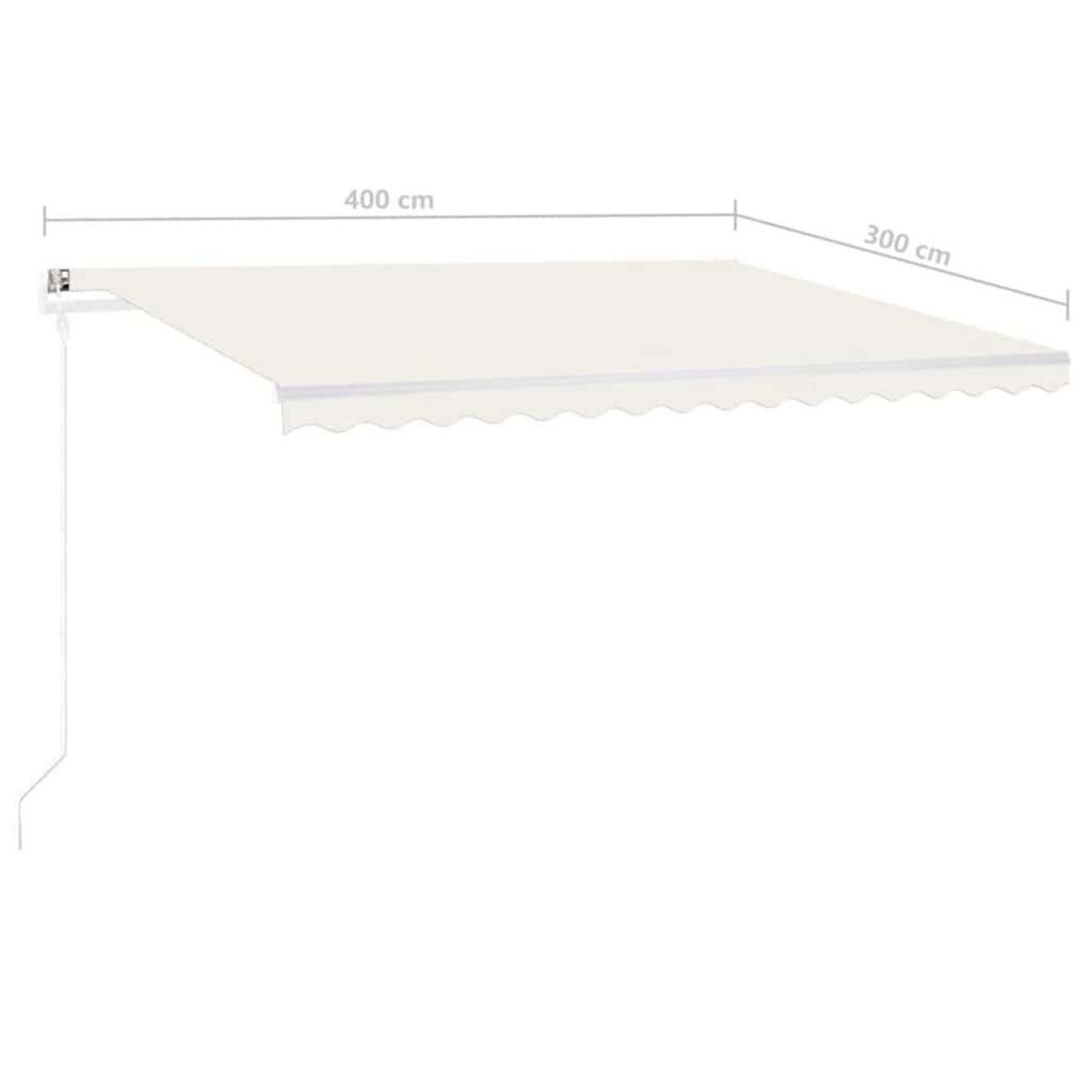 VIDAXL Auvent manuel retractable avec LED 4x3 m Creme