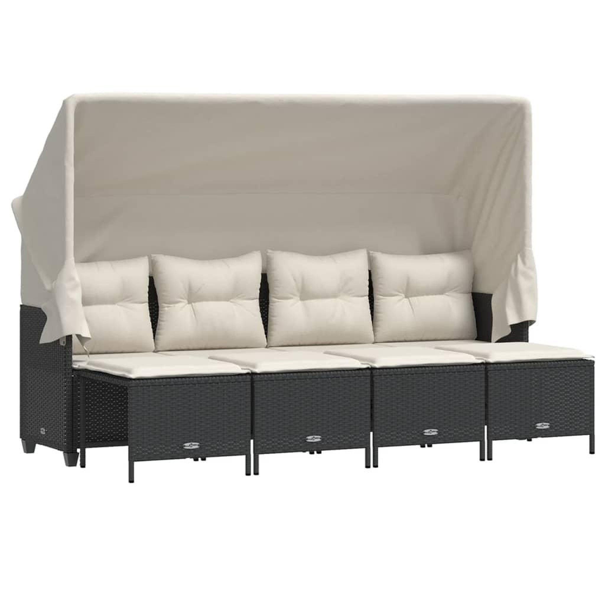 Voir la diapositive 2 : VIDAXL Salon de jardin 5 pcs avec coussins noir resine tressee