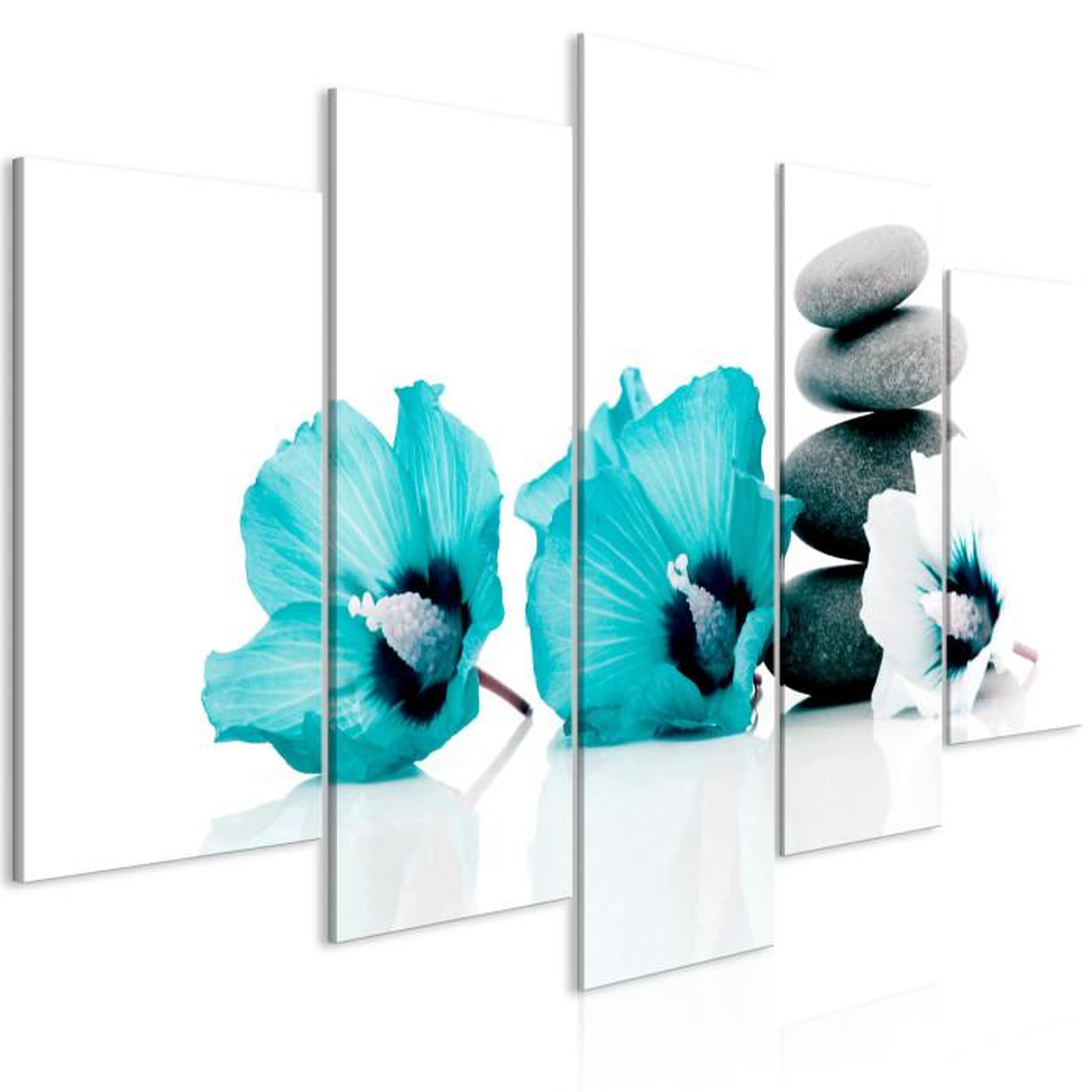 Paris Prix Tableau 5 Panneaux  Calm Mallow Wide Turquoise. Coloris disponibles : Multicolore