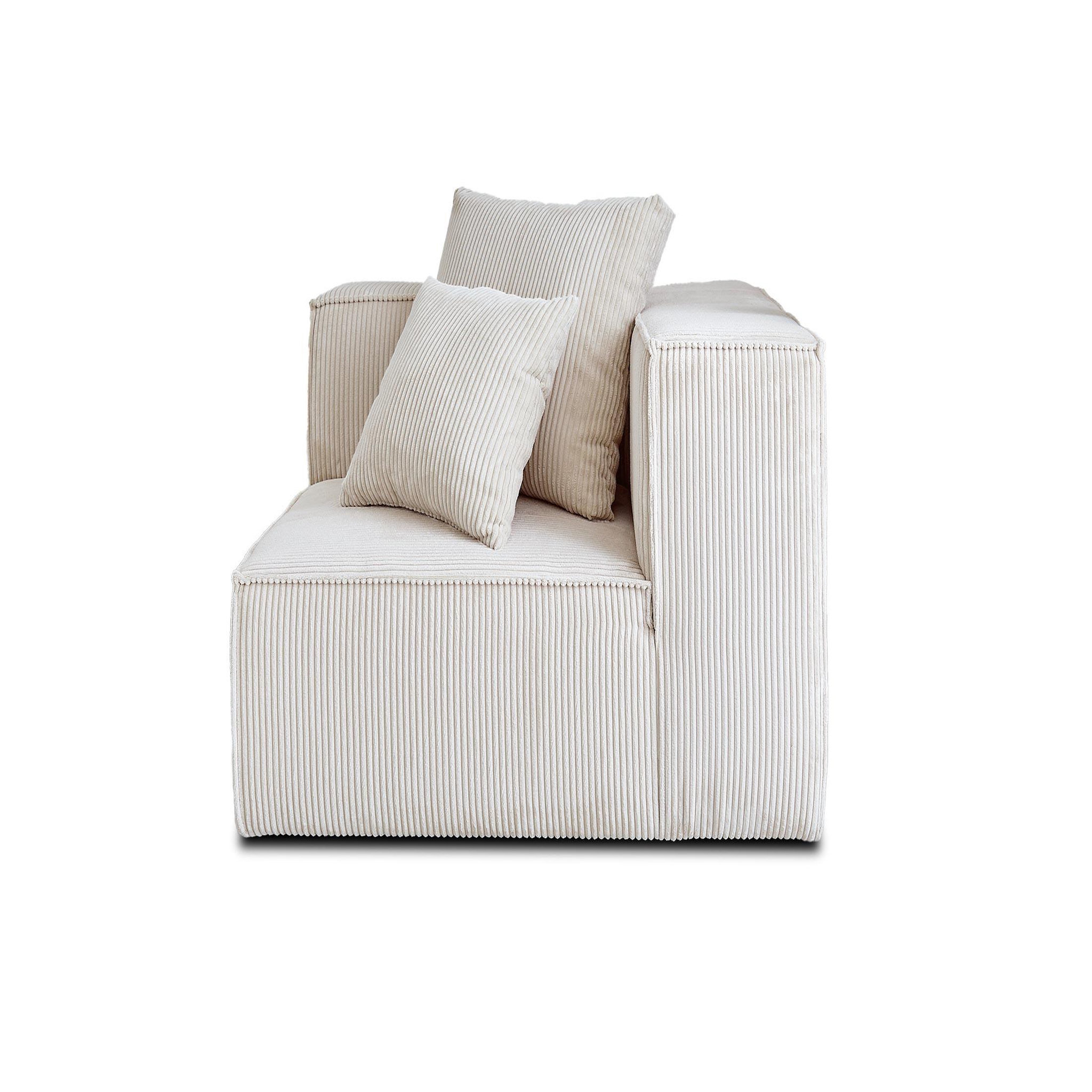Voir la diapositive 5 : LISA DESIGN Colombine - module d'assise d'angle réversible - en velours côtelé