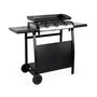 Voir la diapositive 1 : SWEEEK Plancha au gaz 3 brûleurs sur chariot - Porthos - 7.55kW. plancha à gaz avec desserte . cuisine extérieure. plaque émaillée. inox. barbecue