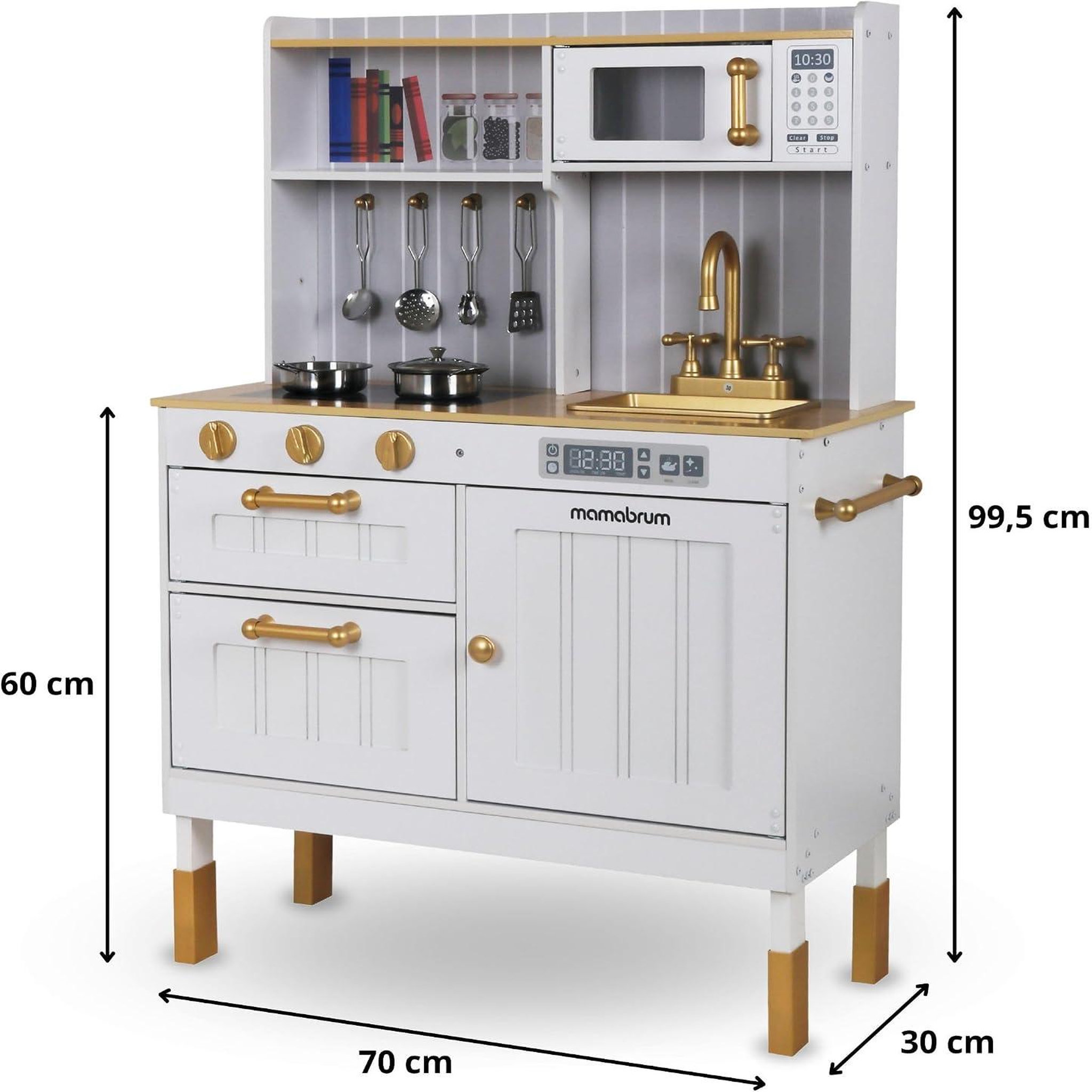 Voir la diapositive 4 : MAMABRUM Cuisine Enfant en Bois pour Enfants 3+ Mamabrum - Cuisine avec Accessoires et Tablier