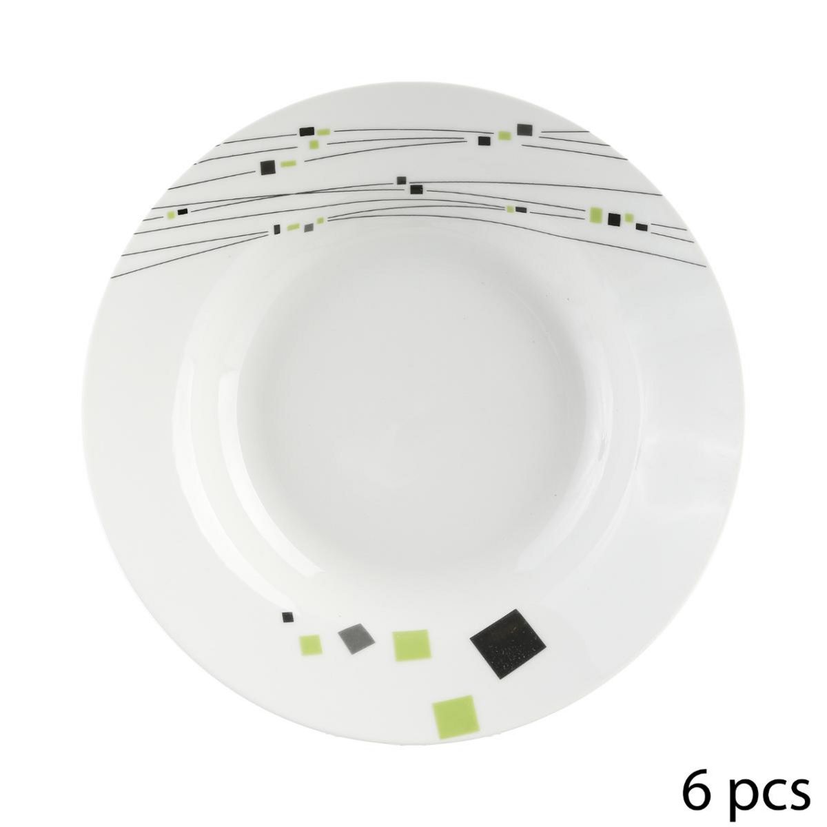SECRET DE GOURMET Service d'assiettes 19 pièces en porcelaine CARRES VERT