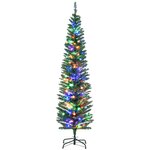 HOMCOM Sapin de Noël artificiel lumineux 150 LED multicolores Ø 50 x 180H cm 390 branches forme cyprès vert
