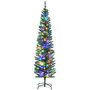 Voir la diapositive 1 : HOMCOM Sapin de Noël artificiel lumineux 150 LED multicolores Ø 50 x 180H cm 390 branches forme cyprès vert