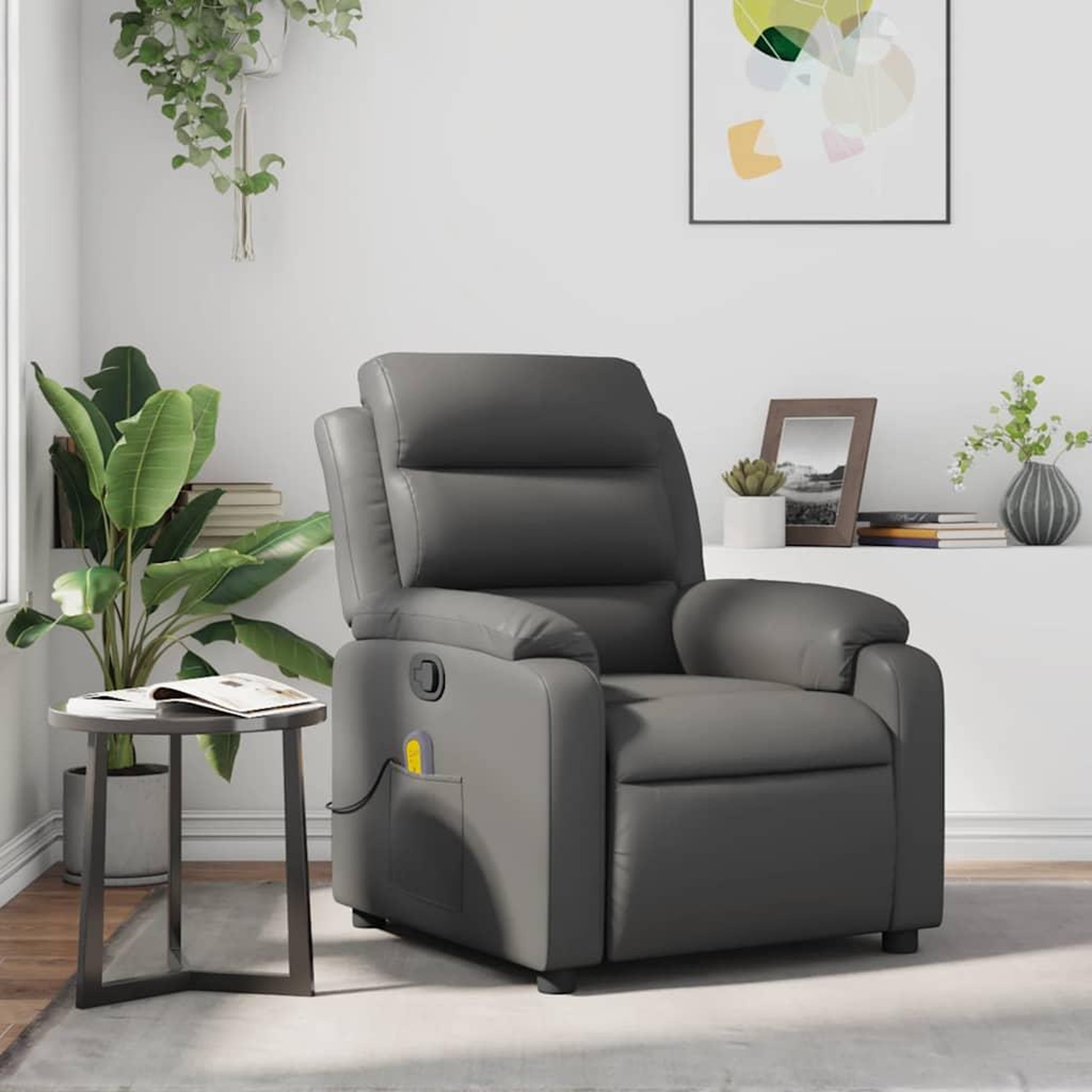 VIDAXL Fauteuil de massage inclinable Gris Similicuir