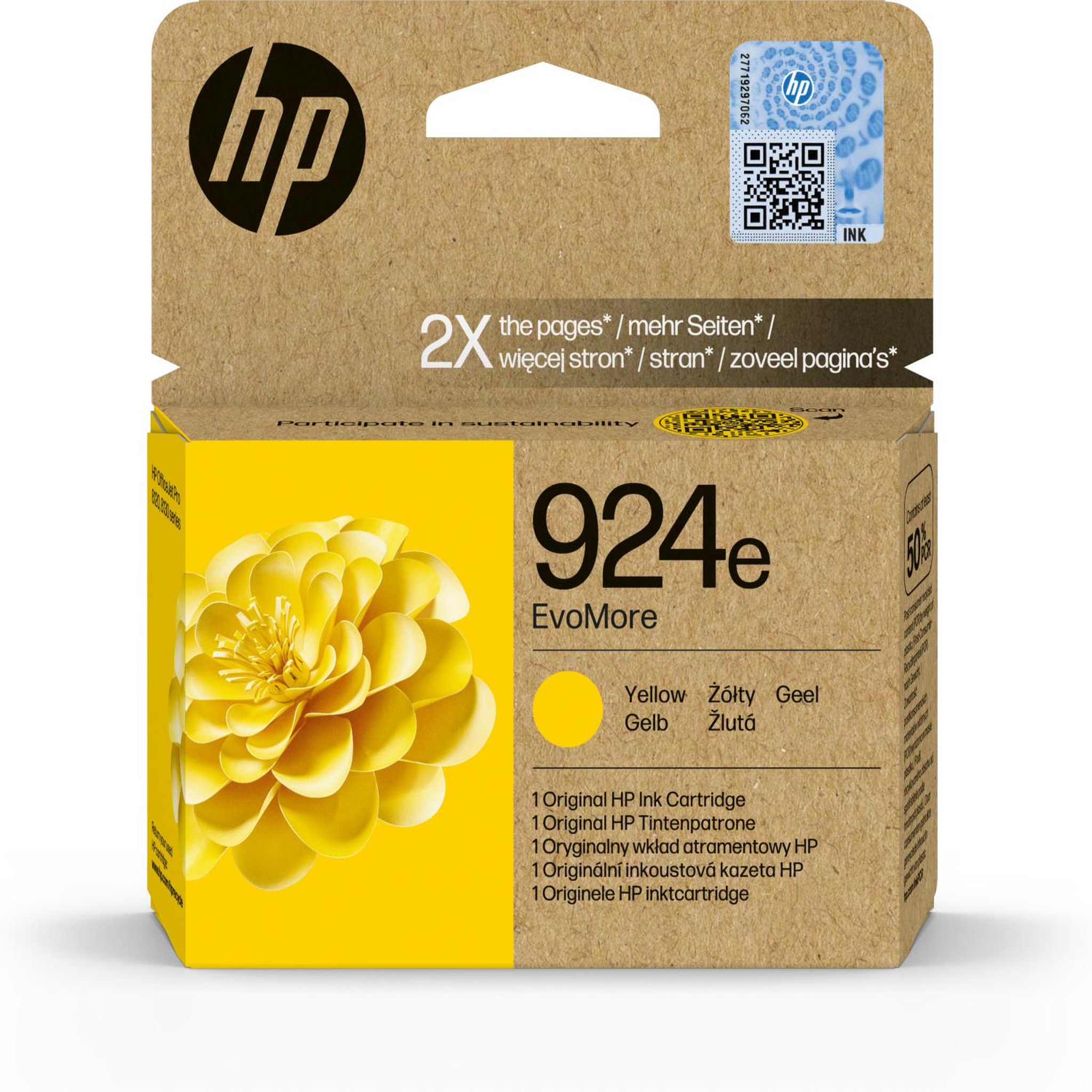 Voir la diapositive 2 : HP Hp 924e cartouche d'encre authentique jaune evomore