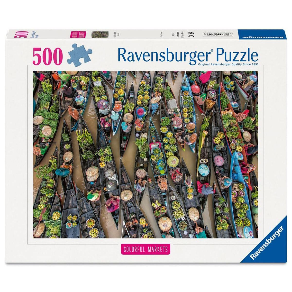 RAVENSBURGER Puzzle 500 pièces - Marché Flottant, Indonésie