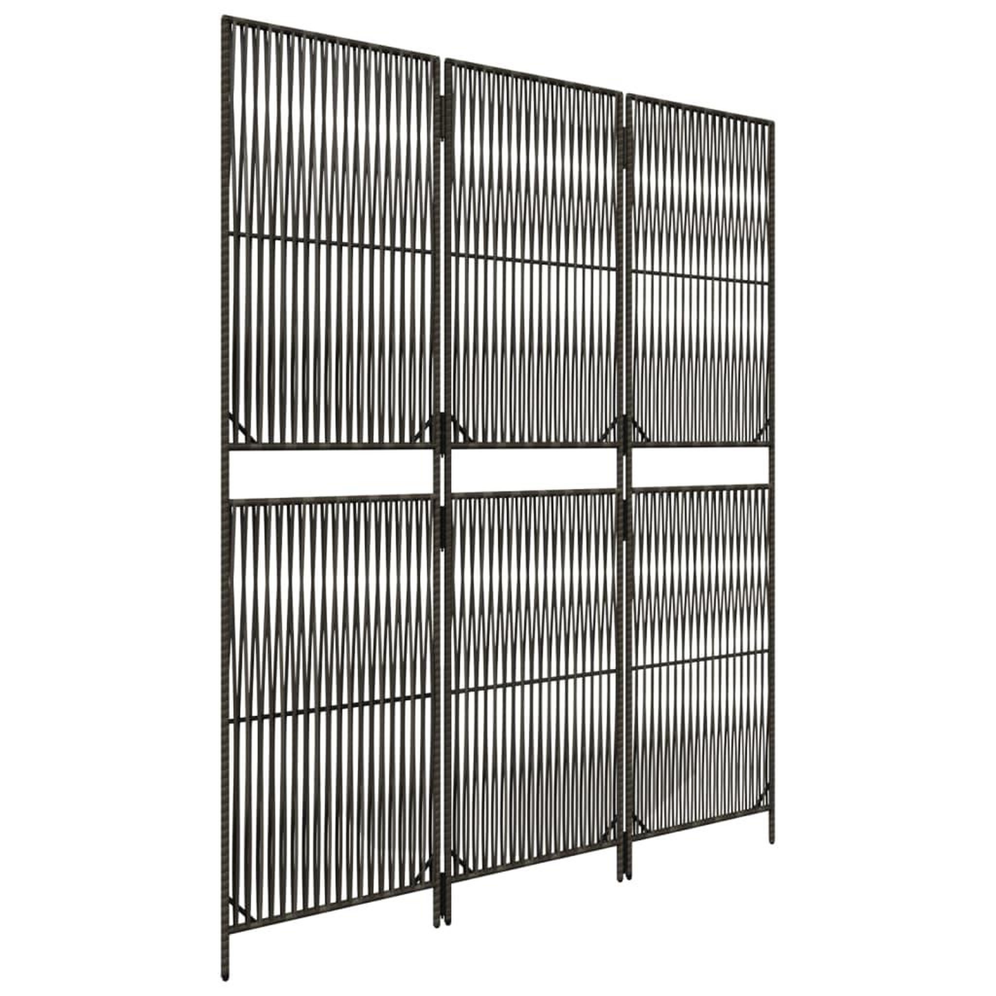 Voir la diapositive 4 : VIDAXL Cloison de separation 3 panneaux gris resine tressee