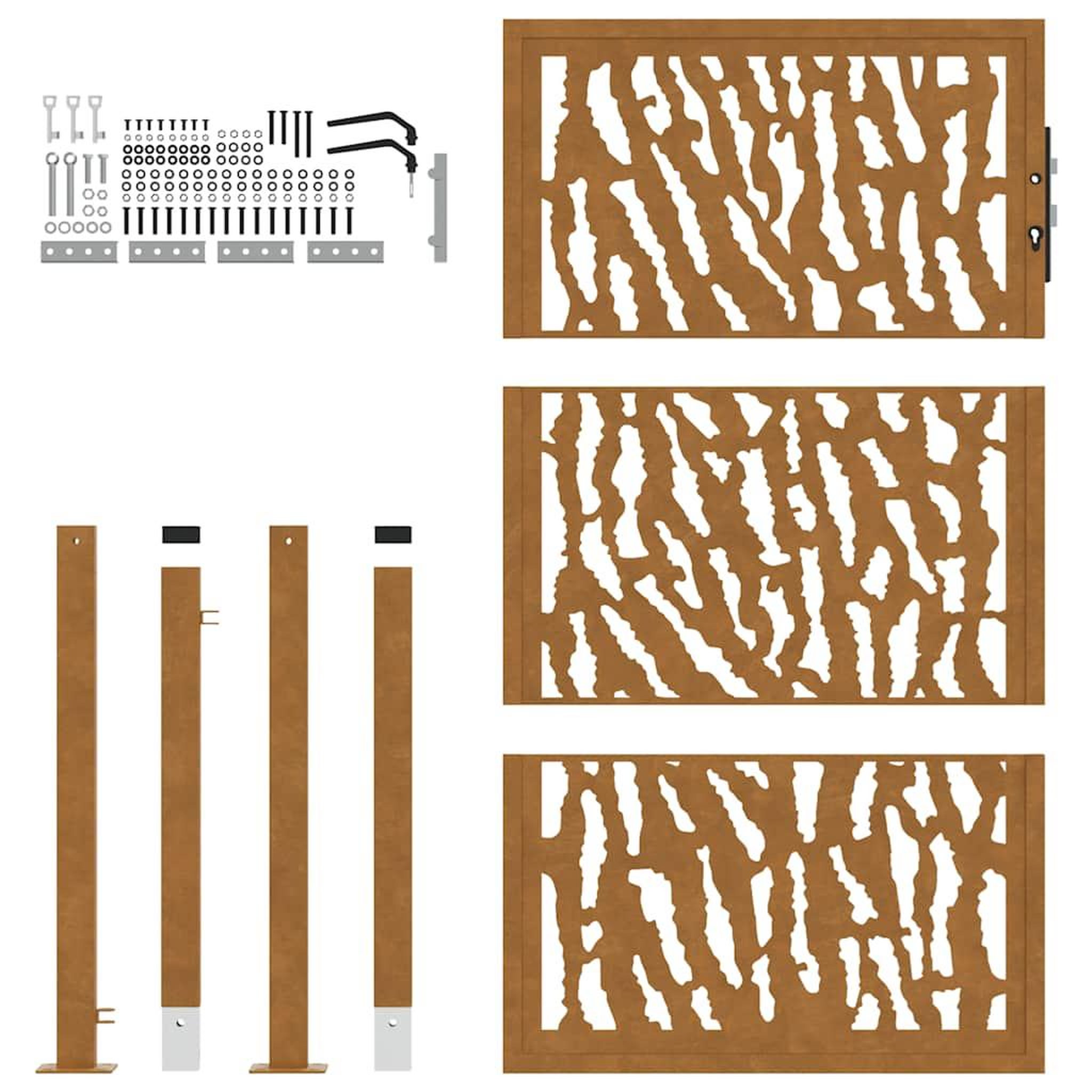 Voir la diapositive 5 : VIDAXL Porte de jardin acier resistant aux intemperies design traces