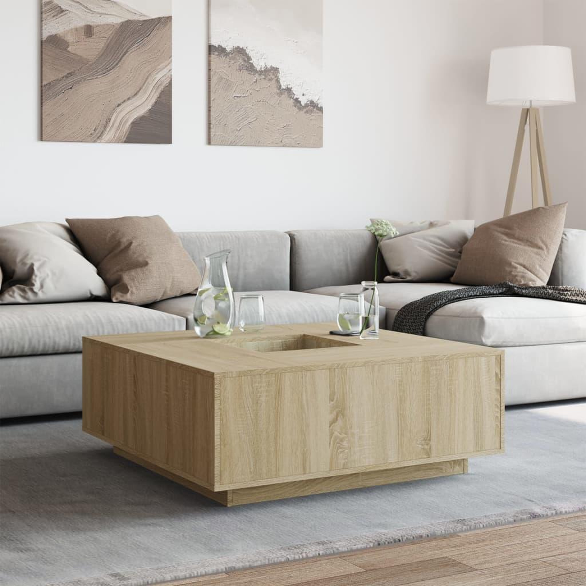 Voir la diapositive 3 : VIDAXL Table basse chene sonoma 100x100x40 cm bois d'ingenierie