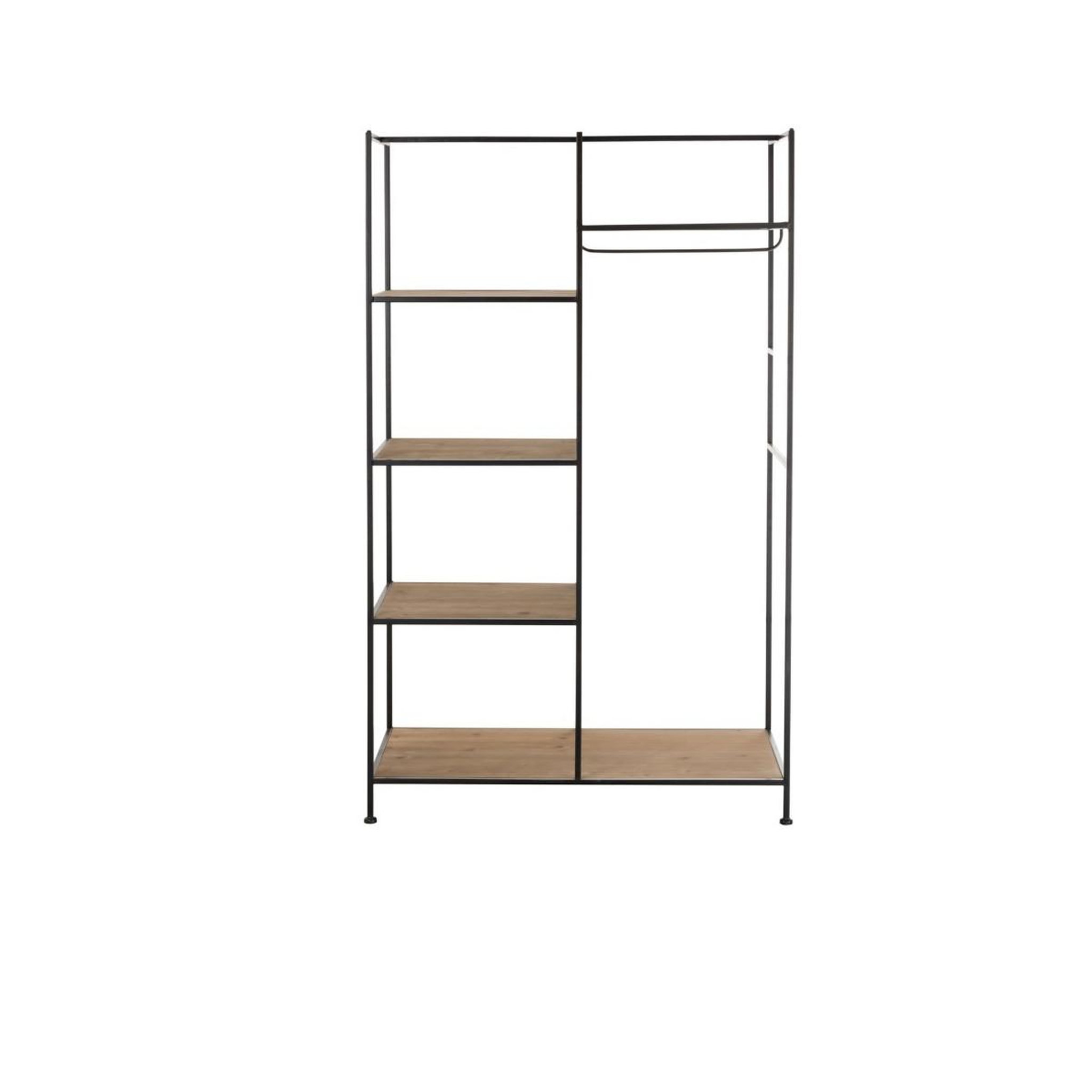 Voir la diapositive 4 : J-LINE Étagère & penderie en métal  rack  180cm noir