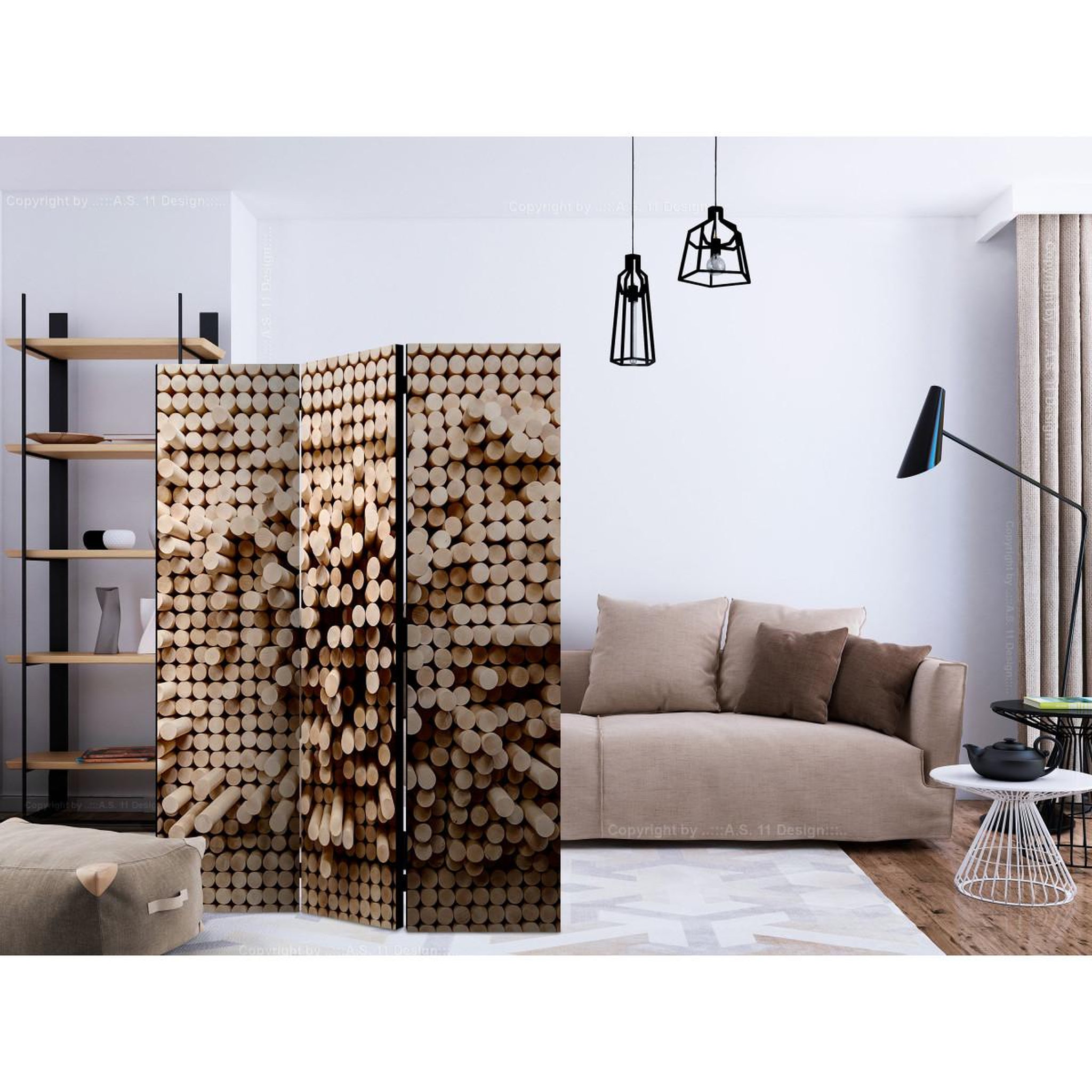 Voir la diapositive 2 : Paris Prix Paravent 3 volets  stick puzzle  135x172cm