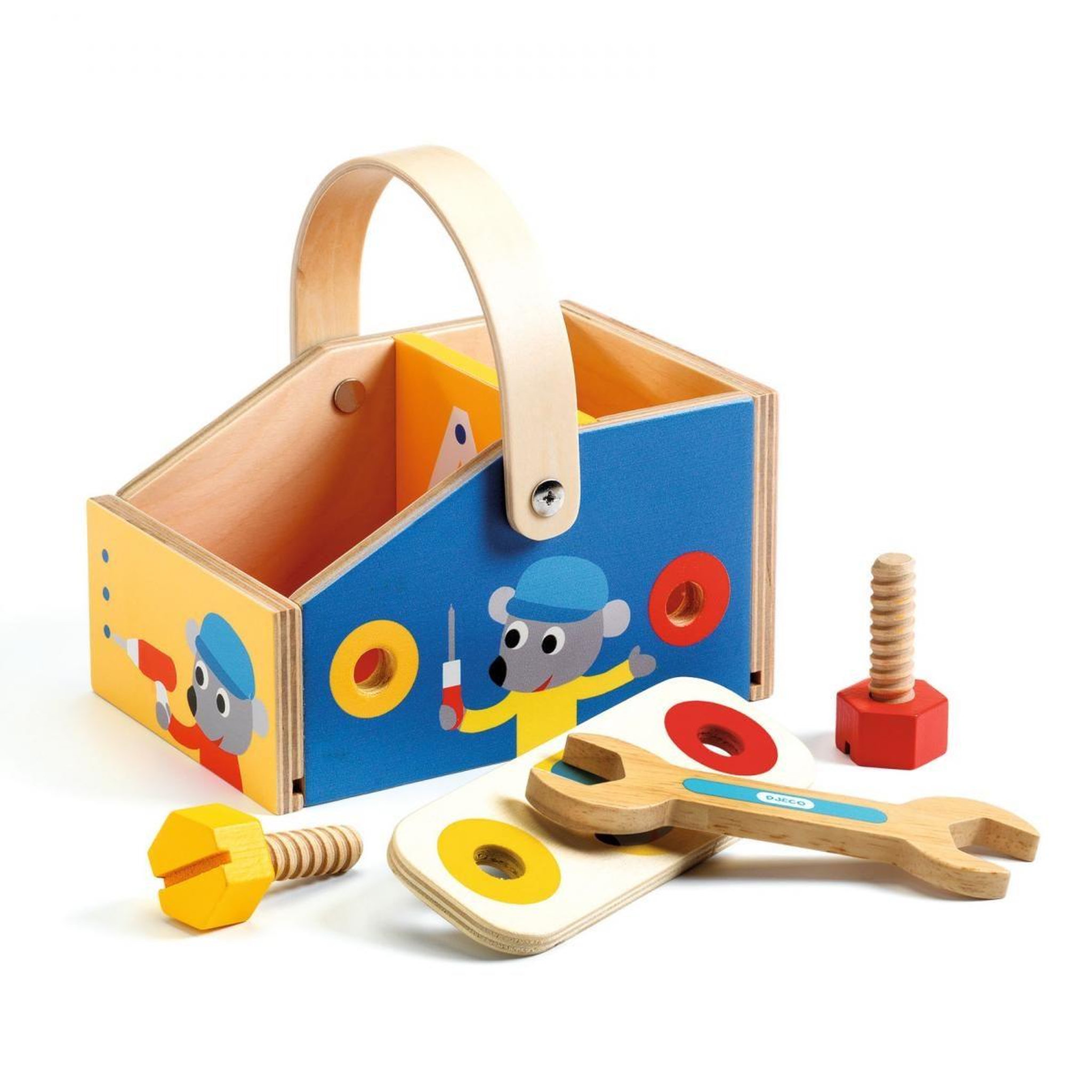 Voir la diapositive 2 : Djeco Minibrico - boite a outils en bois