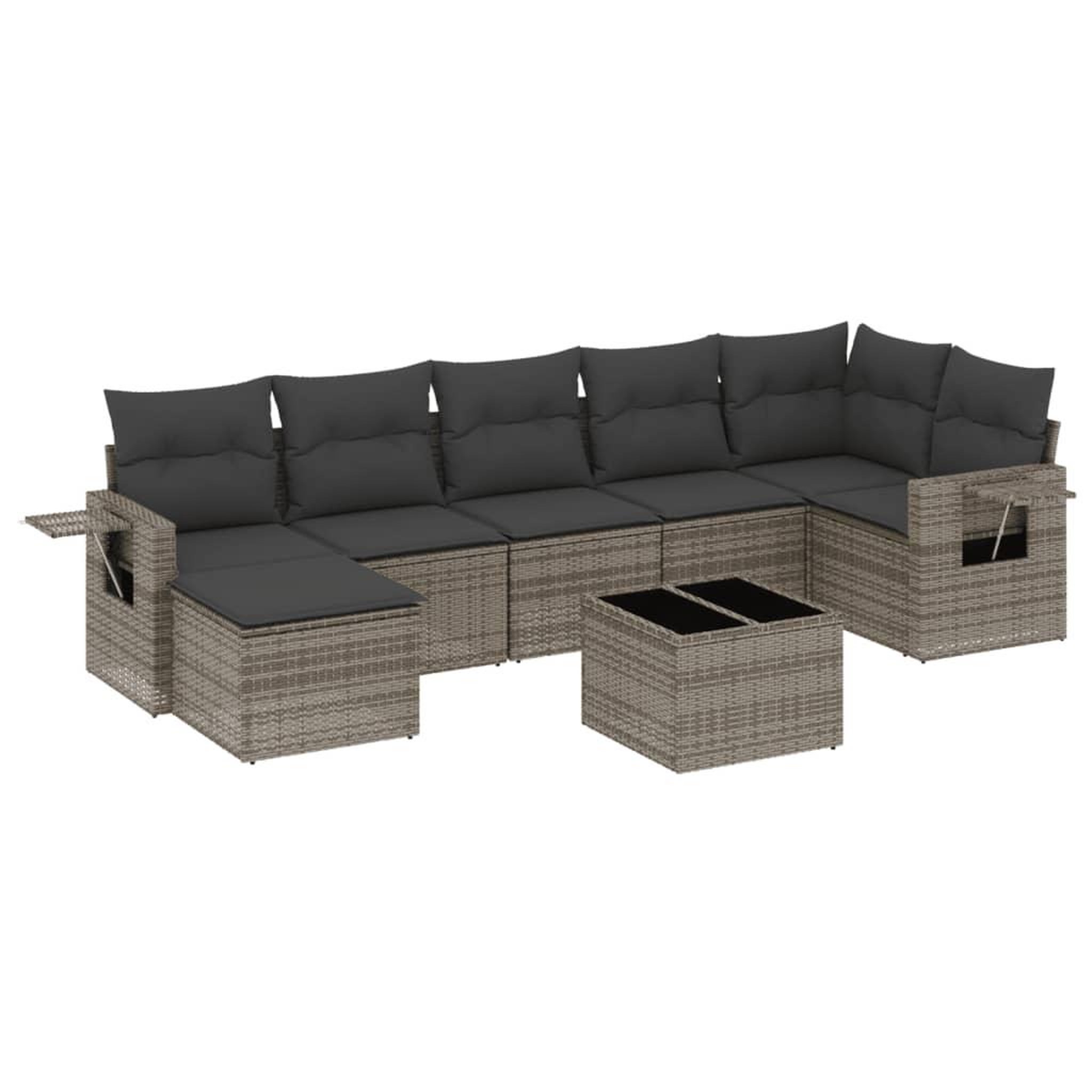 Voir la diapositive 2 : VIDAXL Salon de jardin 8 pcs avec coussins gris resine tressee