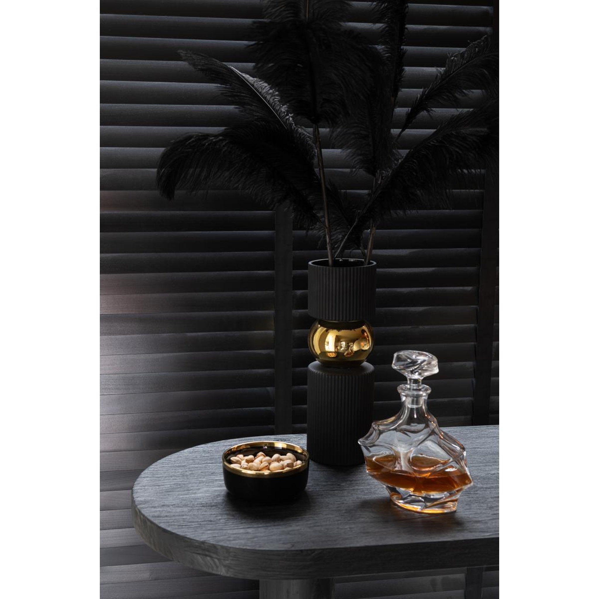 Voir la diapositive 3 : J-LINE Vase Design en Verre  Bonbon  35cm Noir