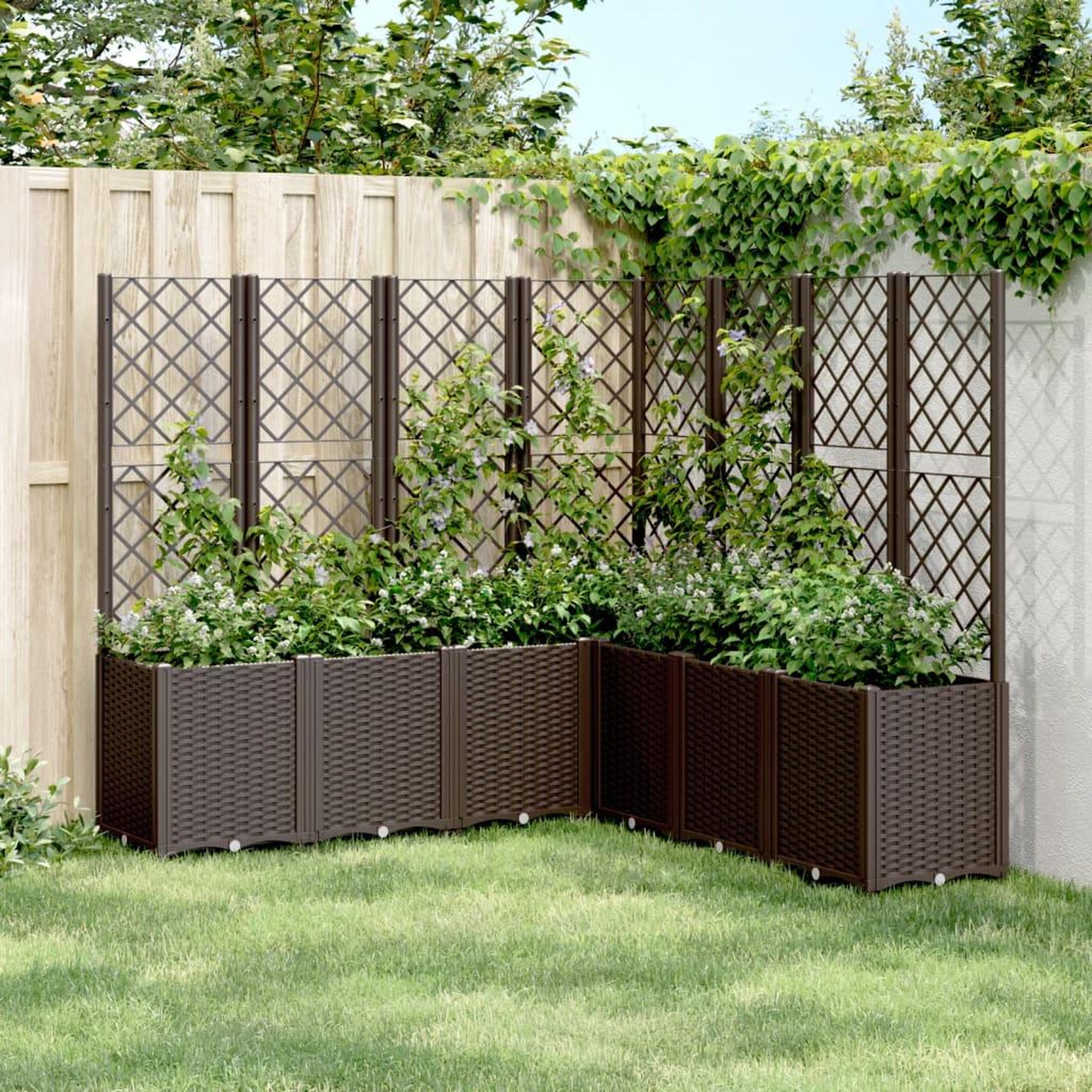 VIDAXL Jardiniere avec treillis marron 160x160x140 cm PP