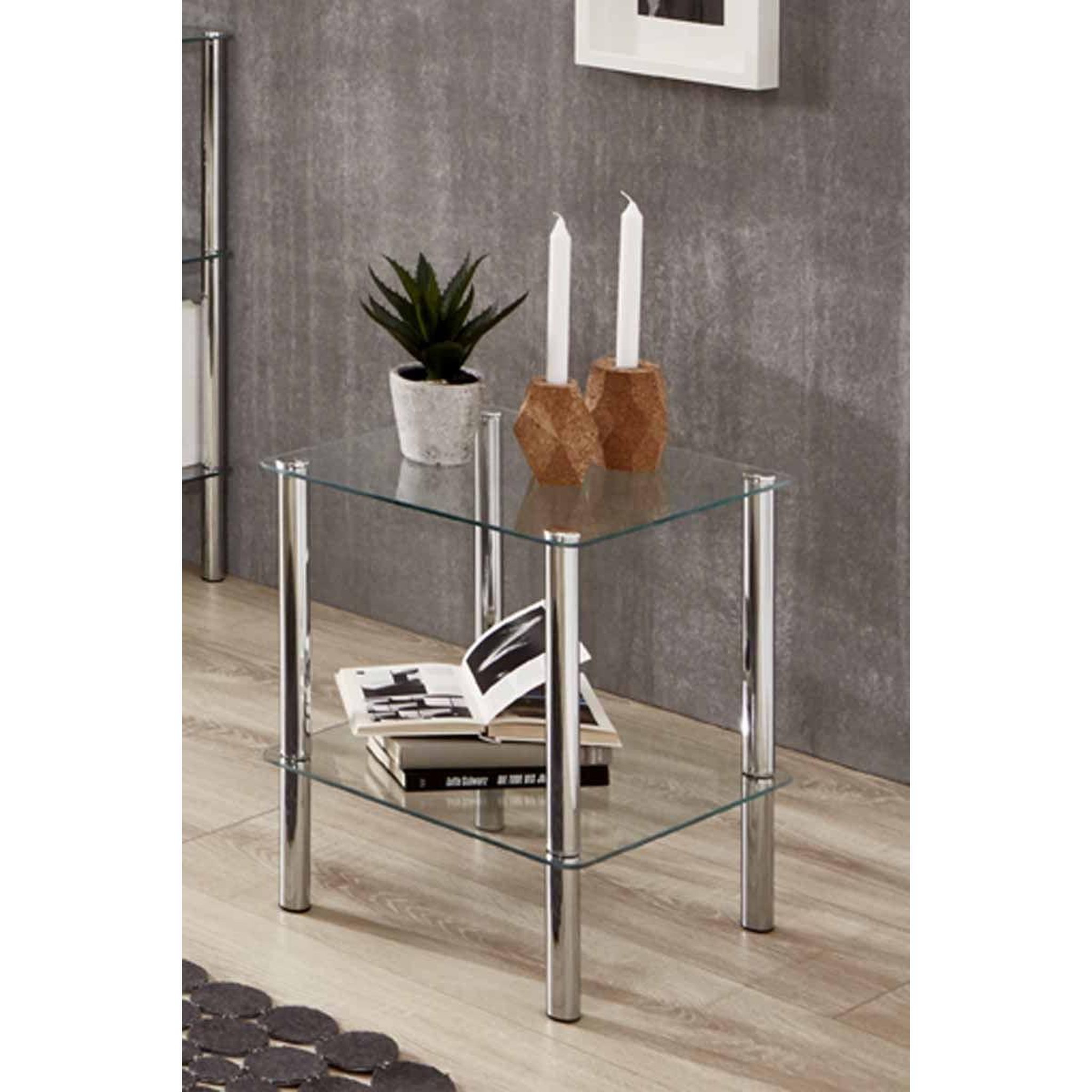 Voir la diapositive 2 : Paris Prix Table d'appoint en verre  eliot  47cm transparent