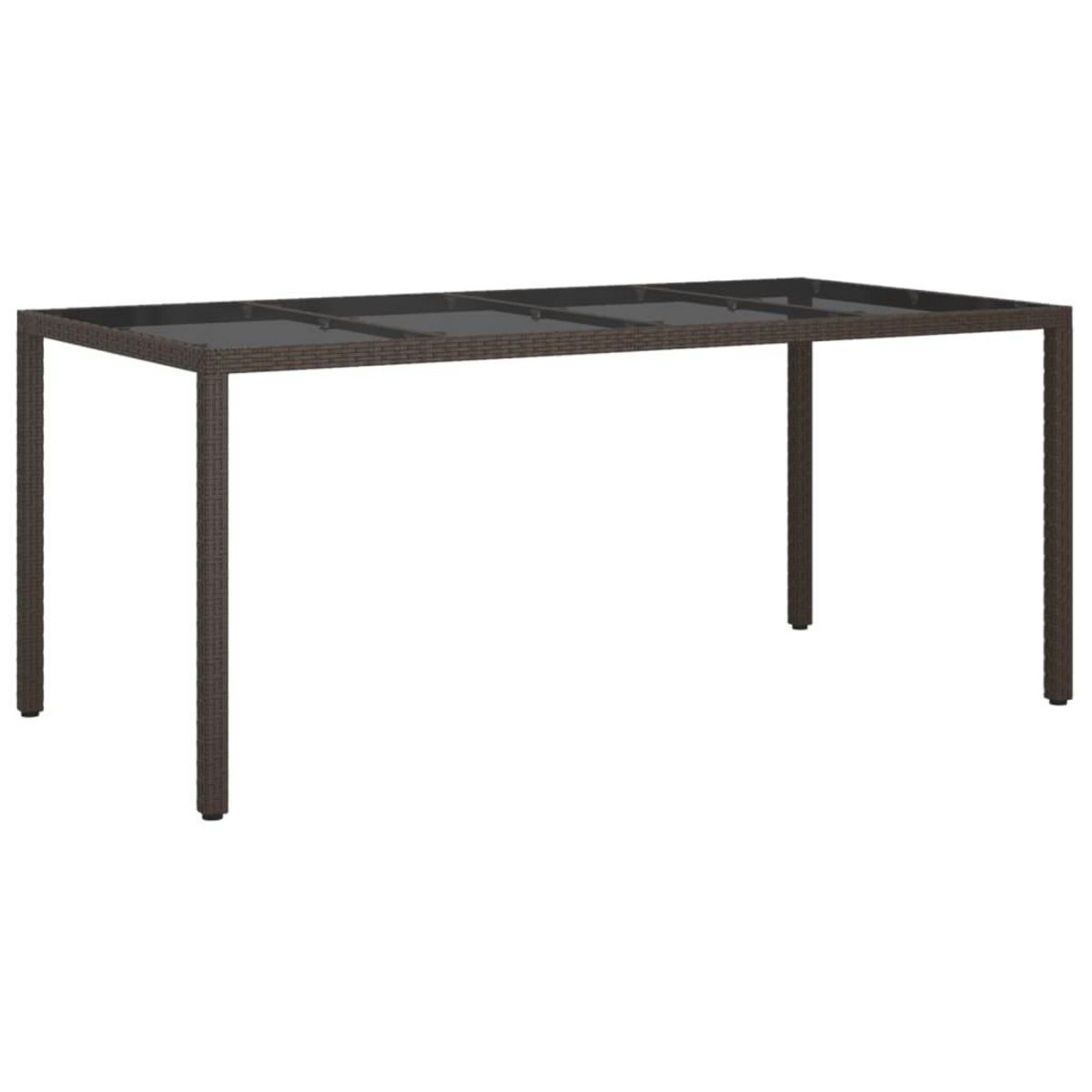 VIDAXL Table de jardin Marron 190x90x75 cm Verre trempe/resine tressee