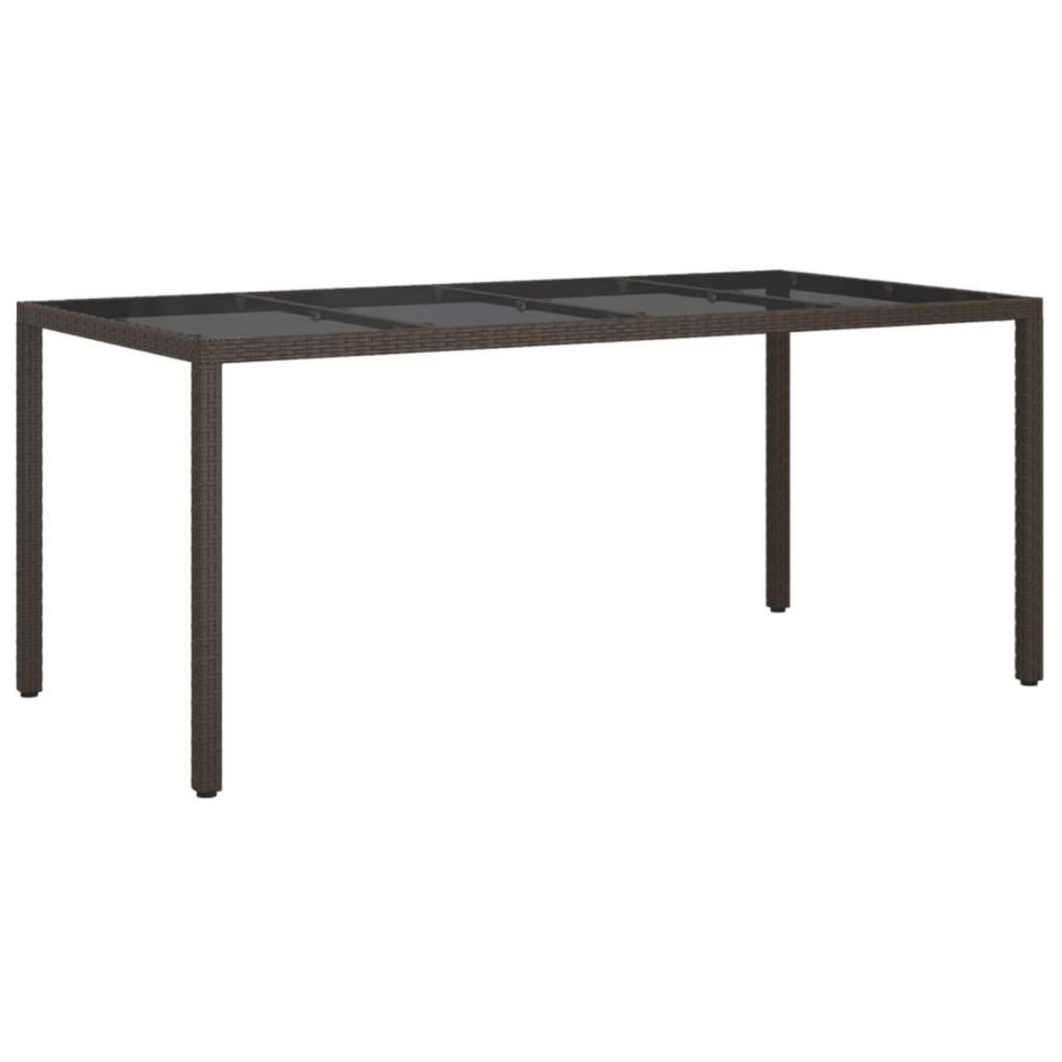 VIDAXL Table de jardin Marron 190x90x75 cm Verre trempe/resine tressee