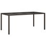 Voir la diapositive 2 : VIDAXL Table de jardin Marron 190x90x75 cm Verre trempe/resine tressee