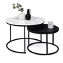 Voir la diapositive 1 : ID MARKET Lot de 2 tables basses gigognes ALASKA rondes 54/70 effet marbre et noir pieds métal