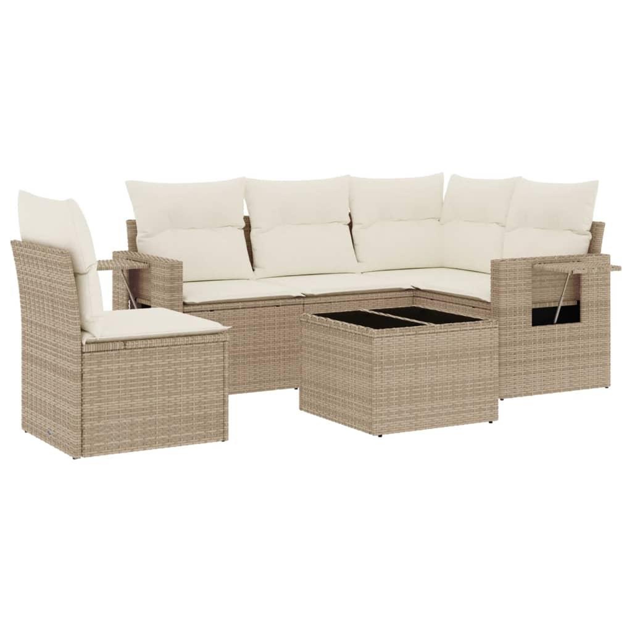 Voir la diapositive 2 : VIDAXL Salon de jardin avec coussins 6 pcs beige resine tressee