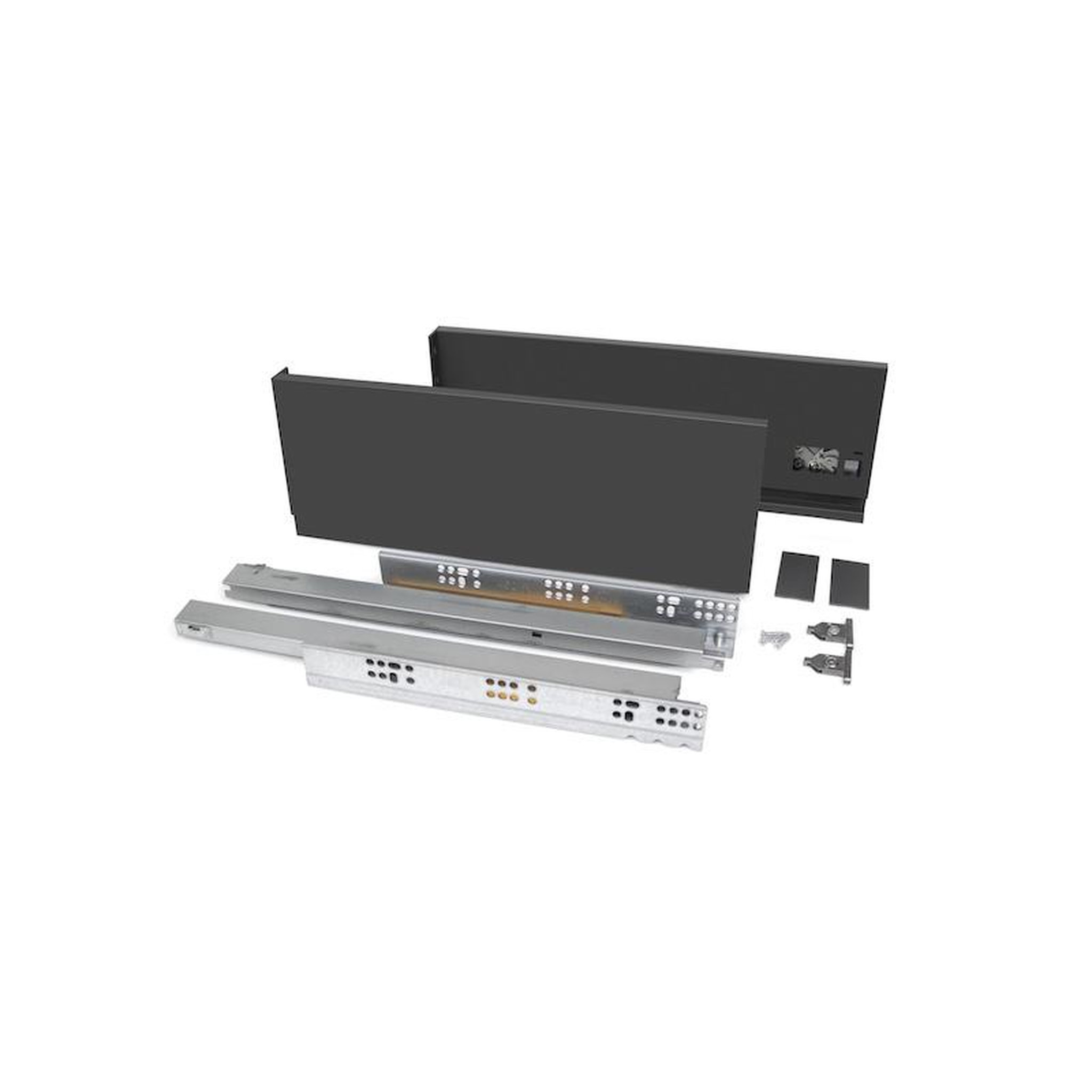 EMUCA SRL Tiroir extérieur Vertex 40 kg hauteur 93 mm - Gris anthracite- Acier et Aluminium et Verre