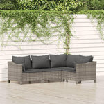 VIDAXL Salon de jardin 4 pcs avec coussins Gris Resine tressee