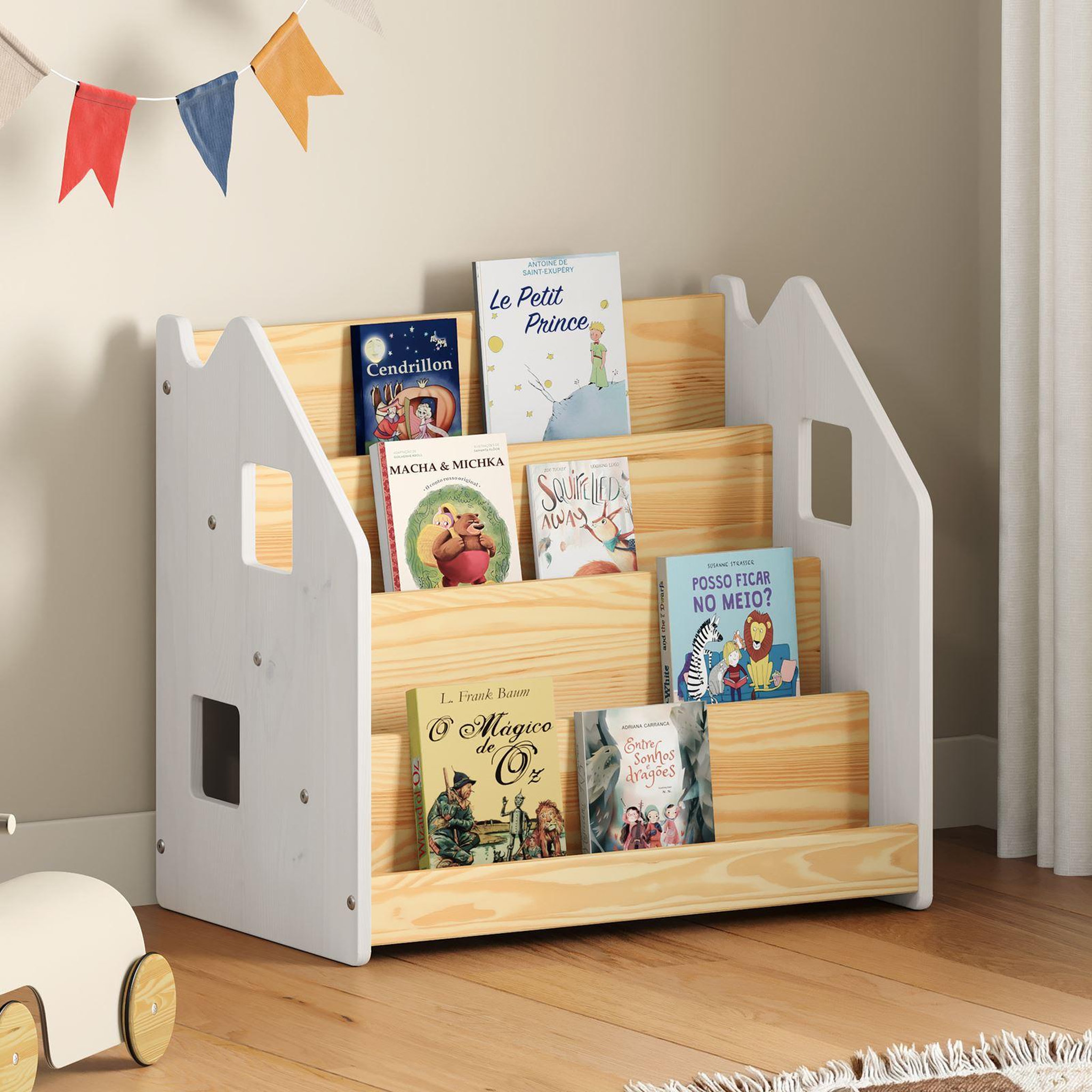 Voir la diapositive 2 : IDIMEX Bibliothèque enfant BRUNO en pin massif