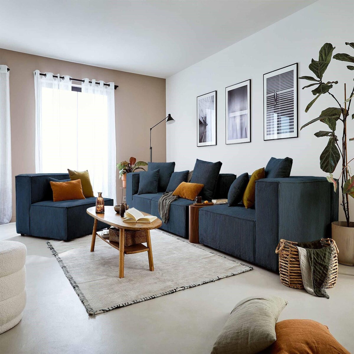 LISA DESIGN Colombine - canapé modulable d'angle gauche - 6 places - en velours côtelé