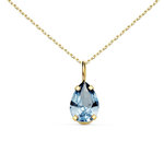 L'ATELIER D'AZUR Collier - Pendentif Or Jaune 18 Carats 750/000 - Zirconium Bleu Topaze - Chaine Dorée